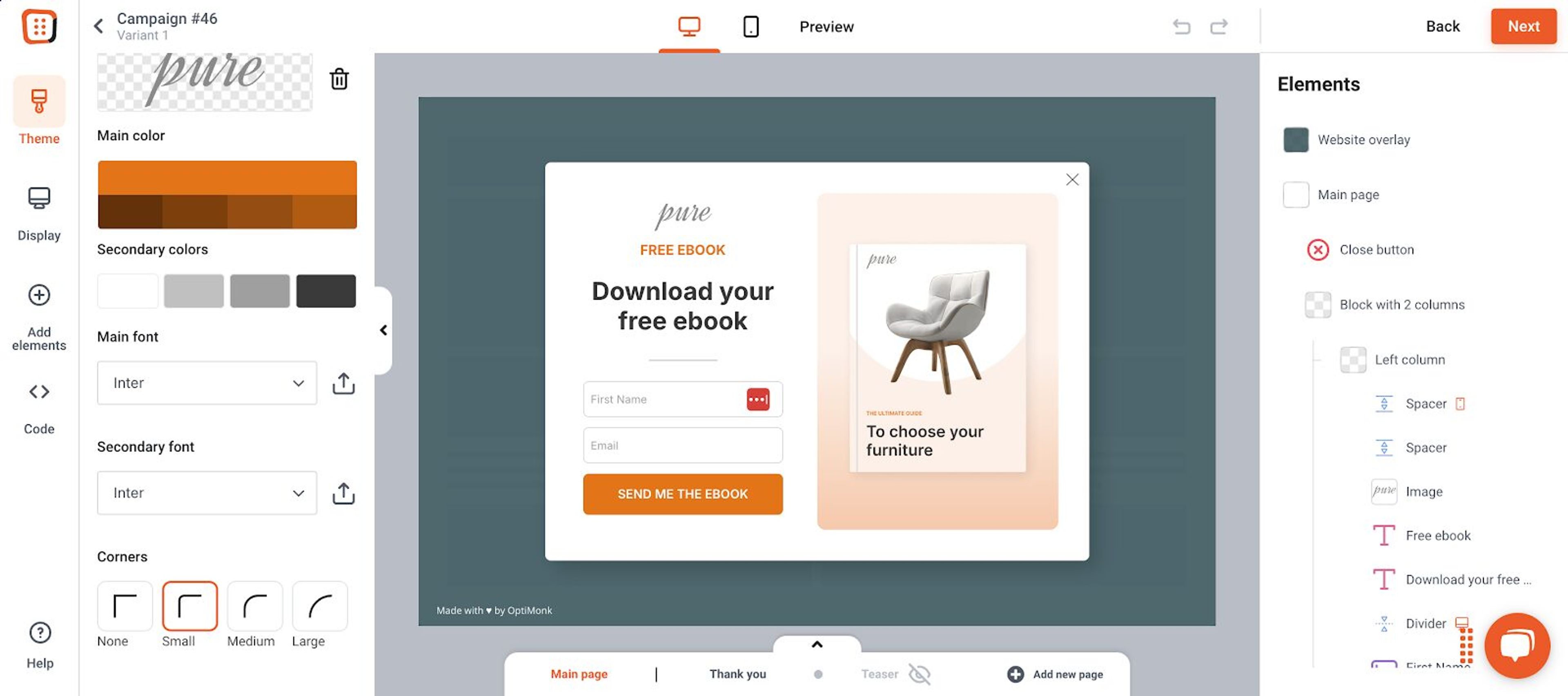 Choose the campaign template that fits to your brand collect email signups with a free ebook pop up.