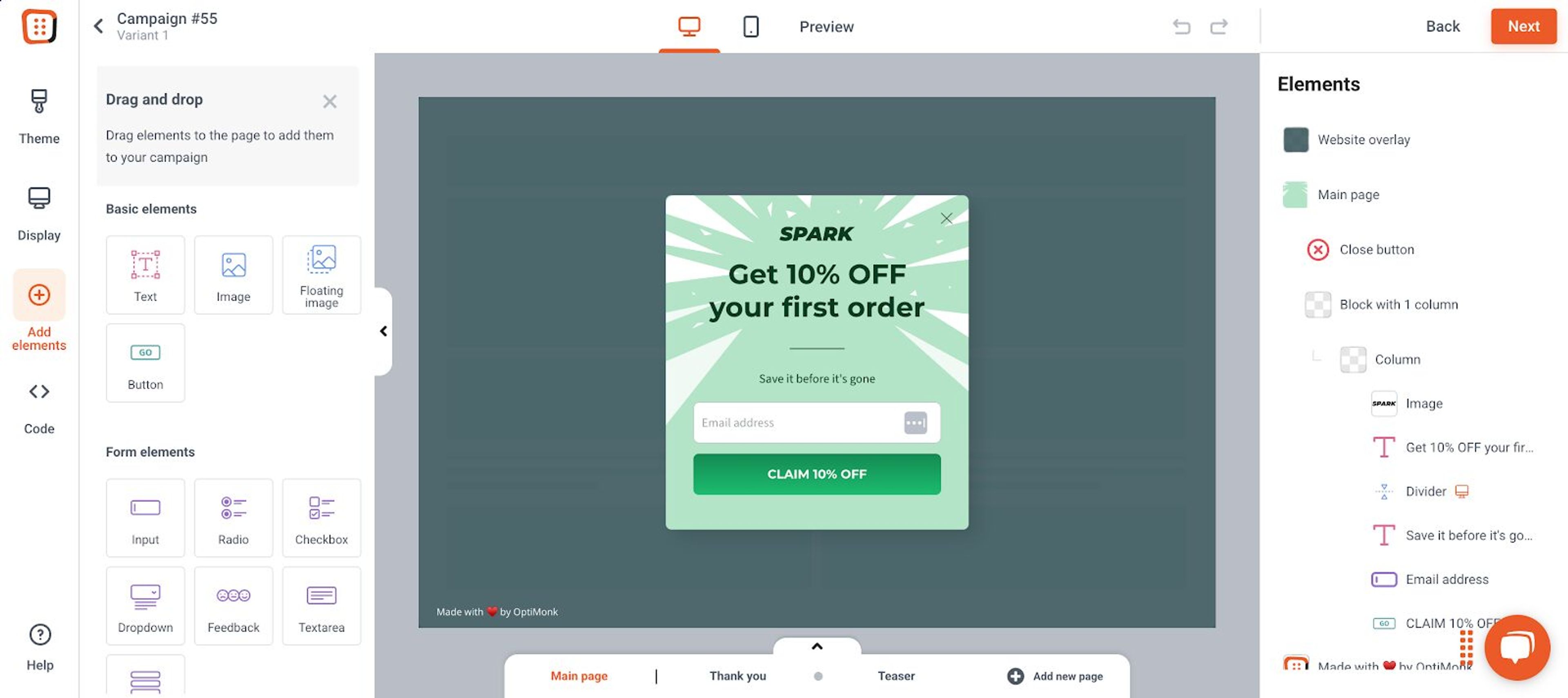 Even in the free plan you can edit your popups to your liking.