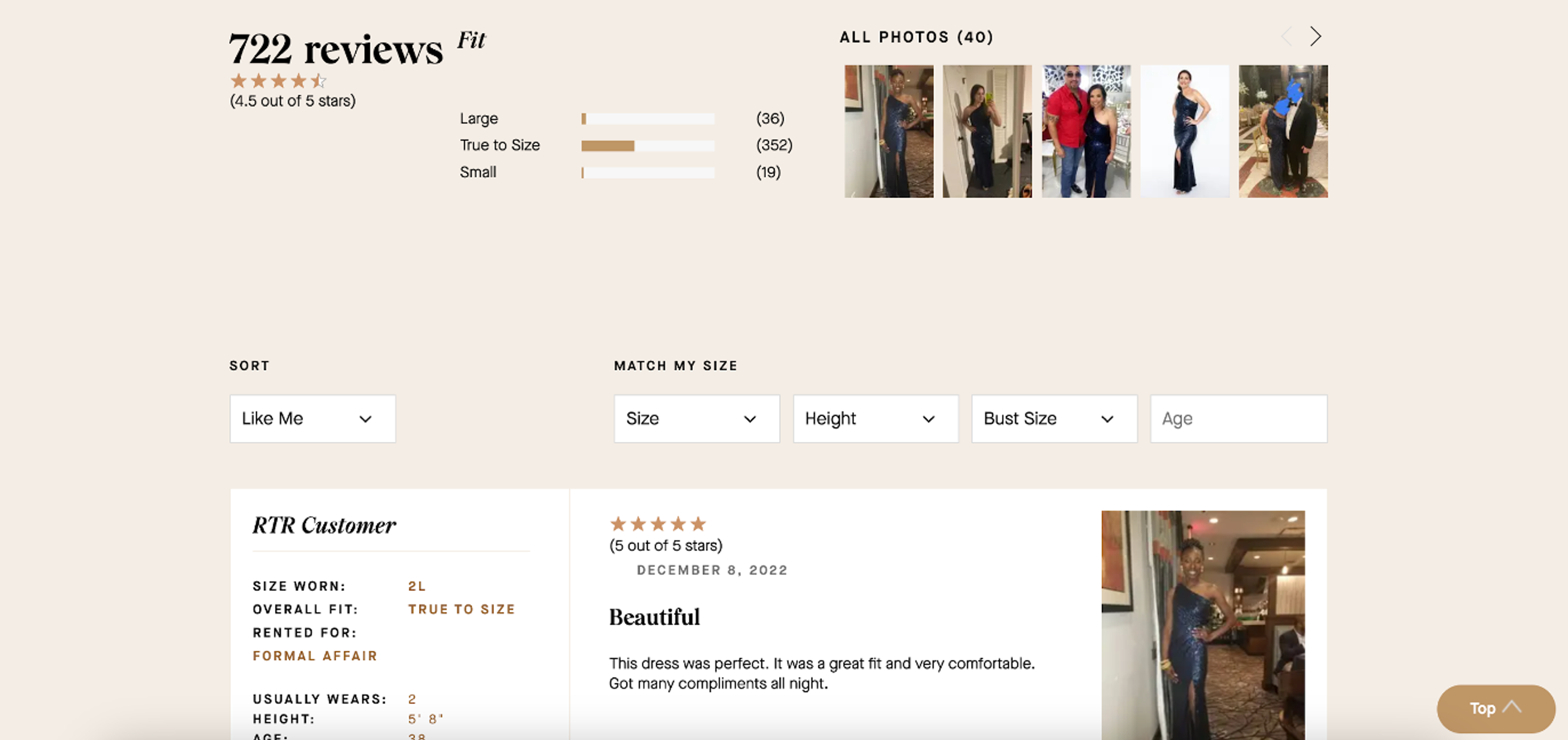 Rent the Runway product page examples
