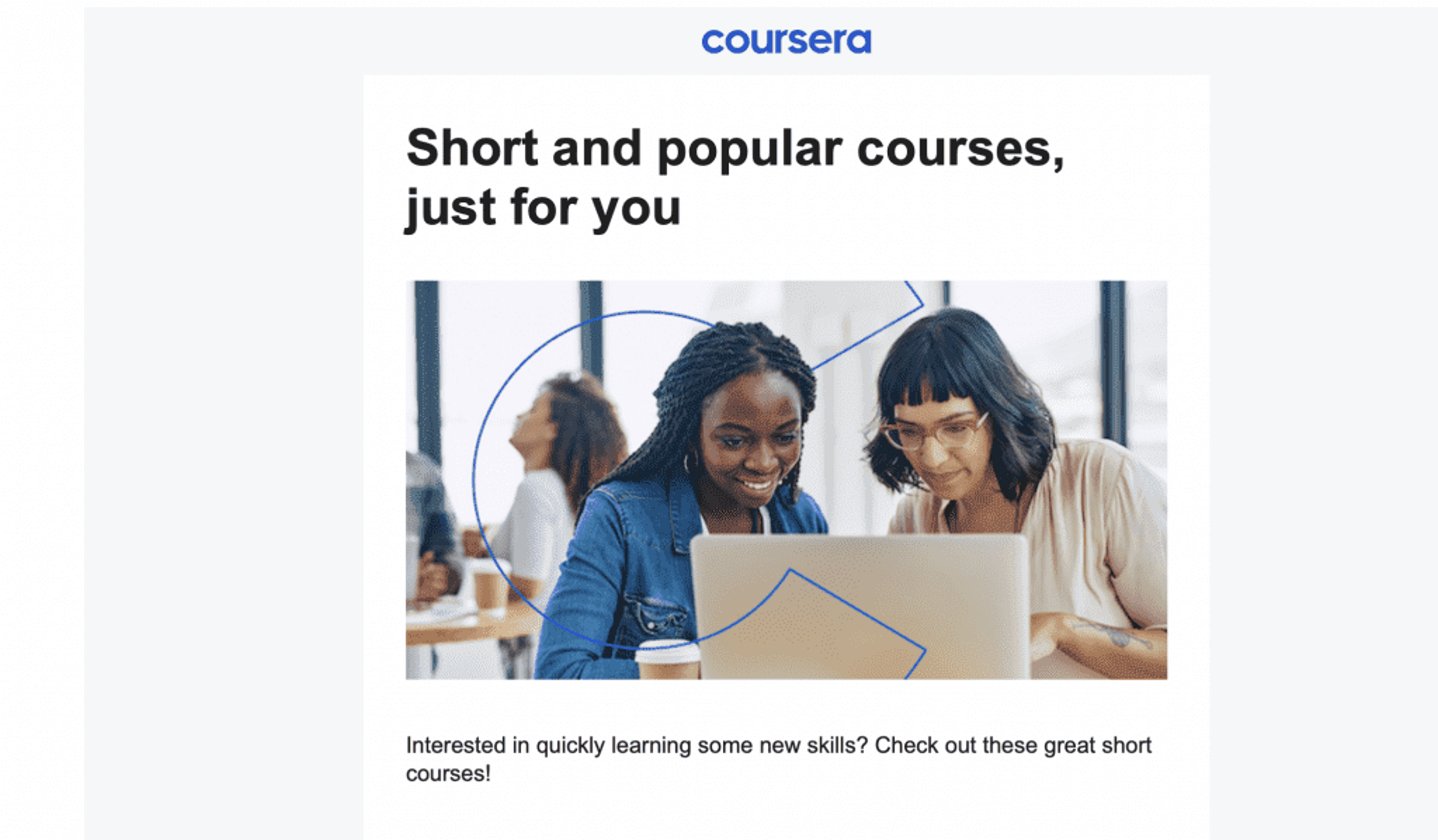 Coursera personalized email content