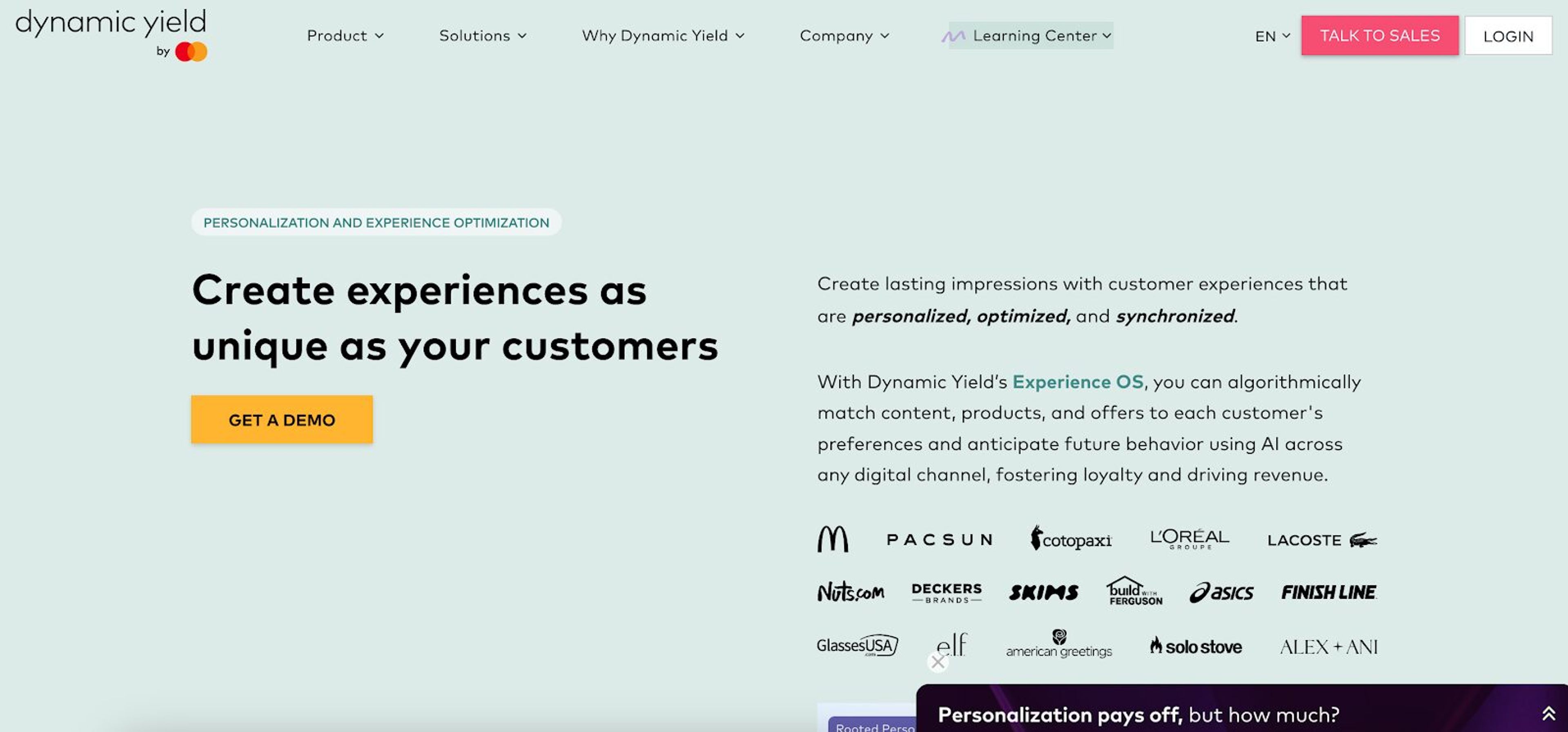 Dynamic Yield helps ecommerce businesses to reach more conversions with A/B testing.