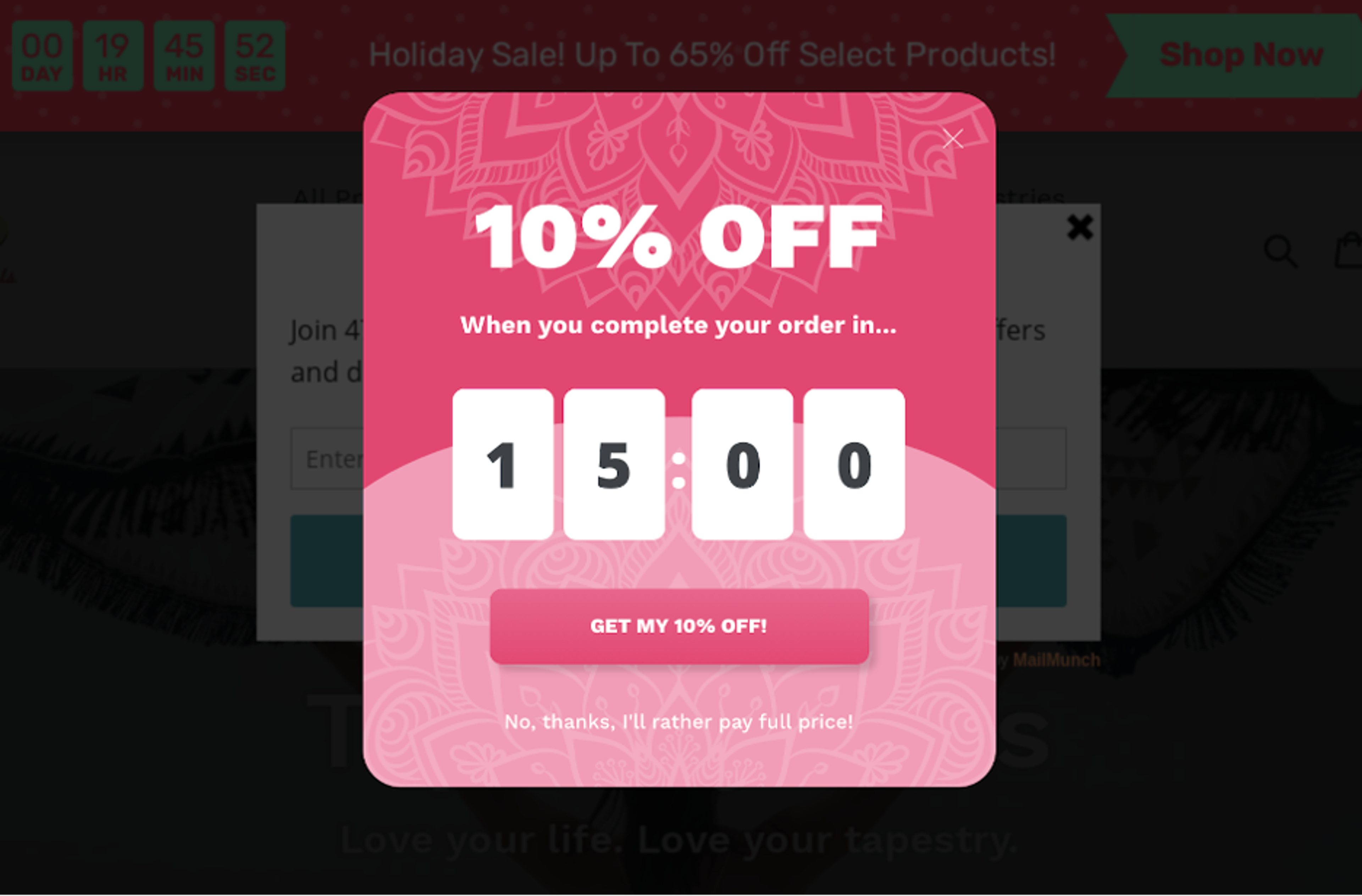 pop ups example for potential customers