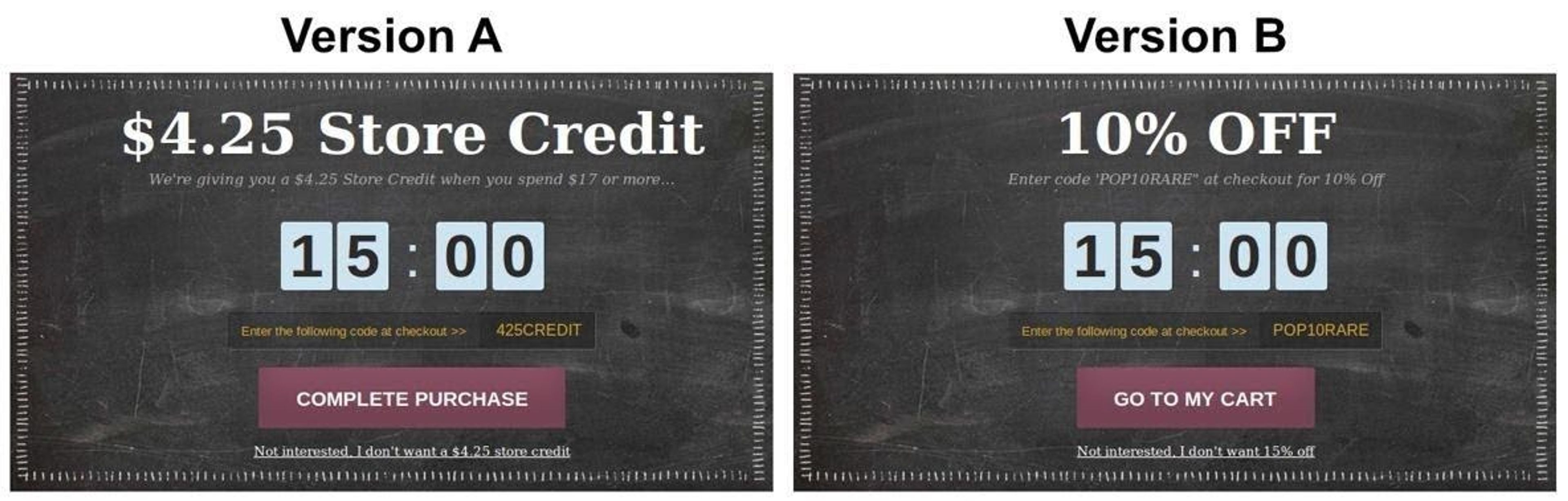 Boot Cuffs &amp; Socks' offer A/B testing on a popup