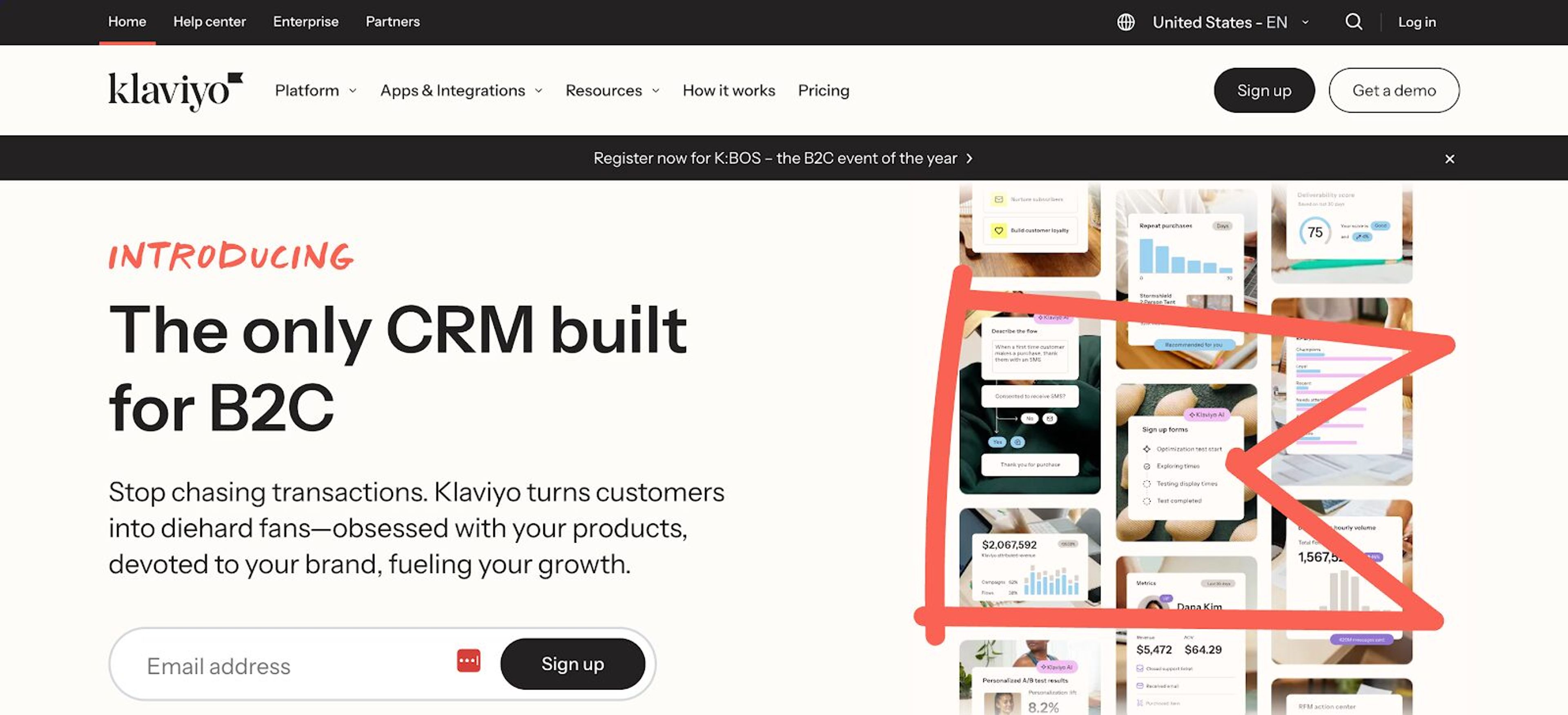 Klaviyo is an email marketing platform offering a user friendly interface and personalized experiences