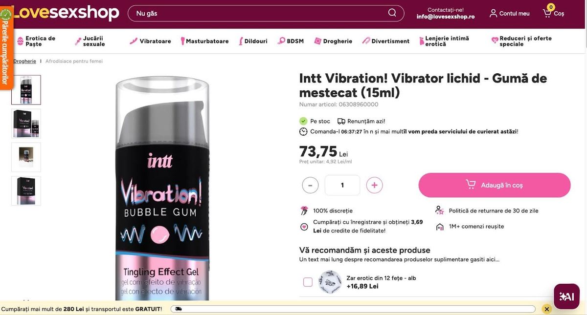 Love sex shop product page