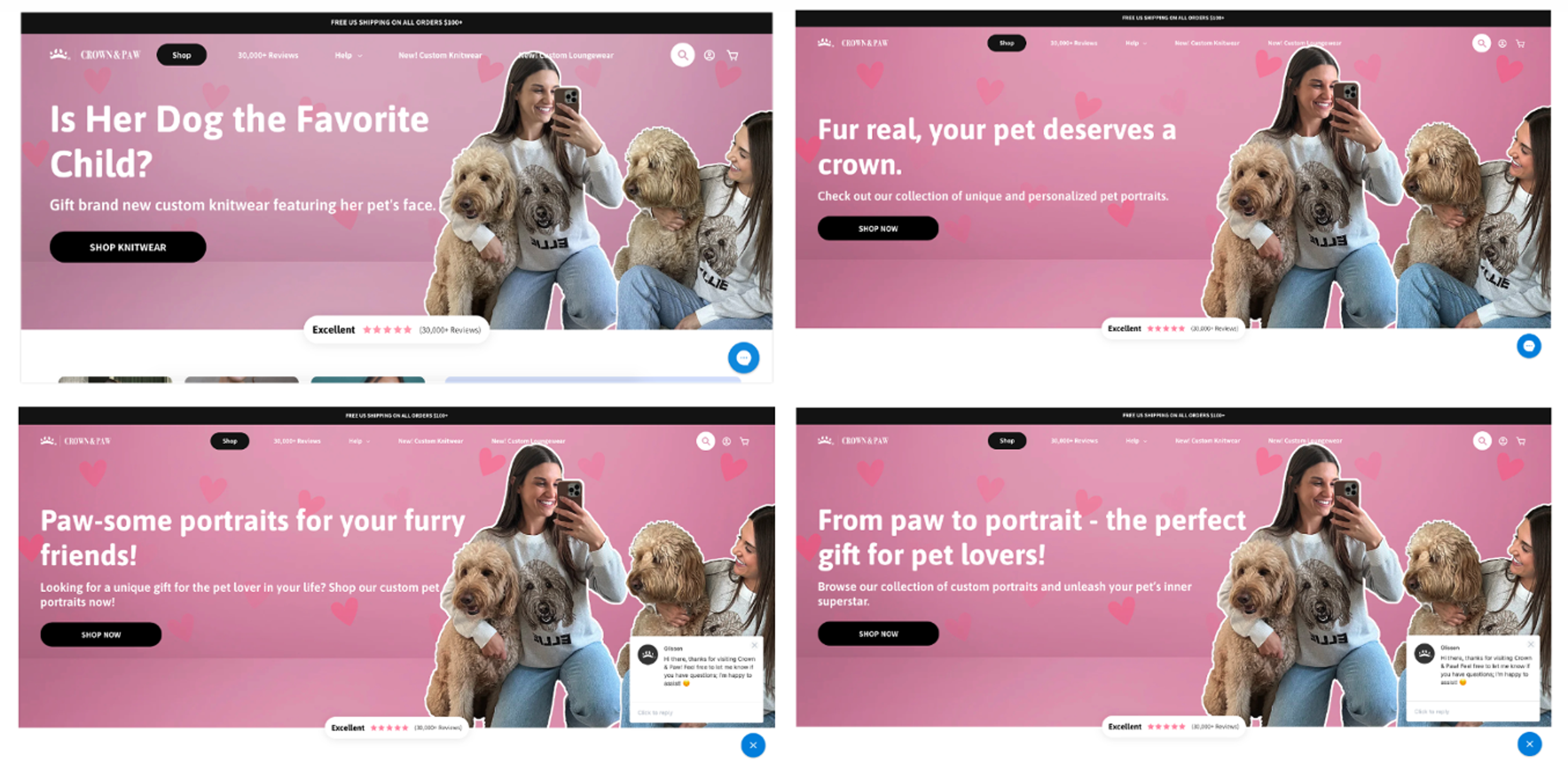Crown &amp; Paw A/B test example