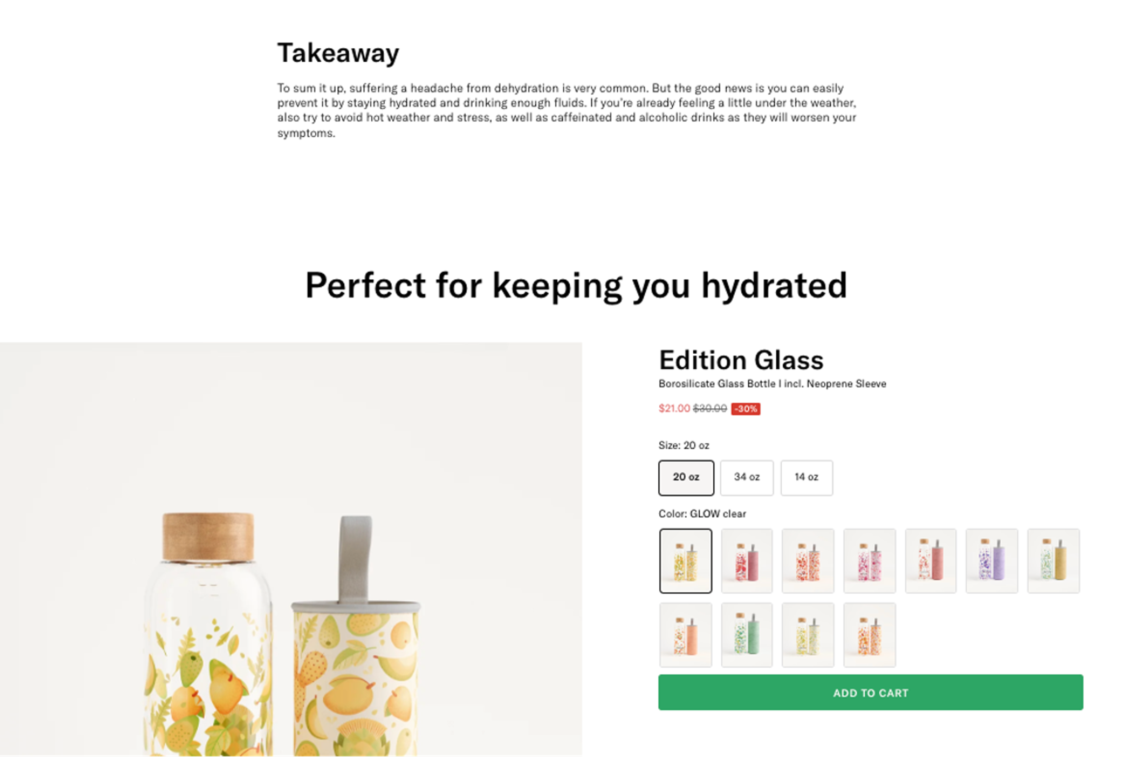 Waterdrop embedded product recommendation in blog post
