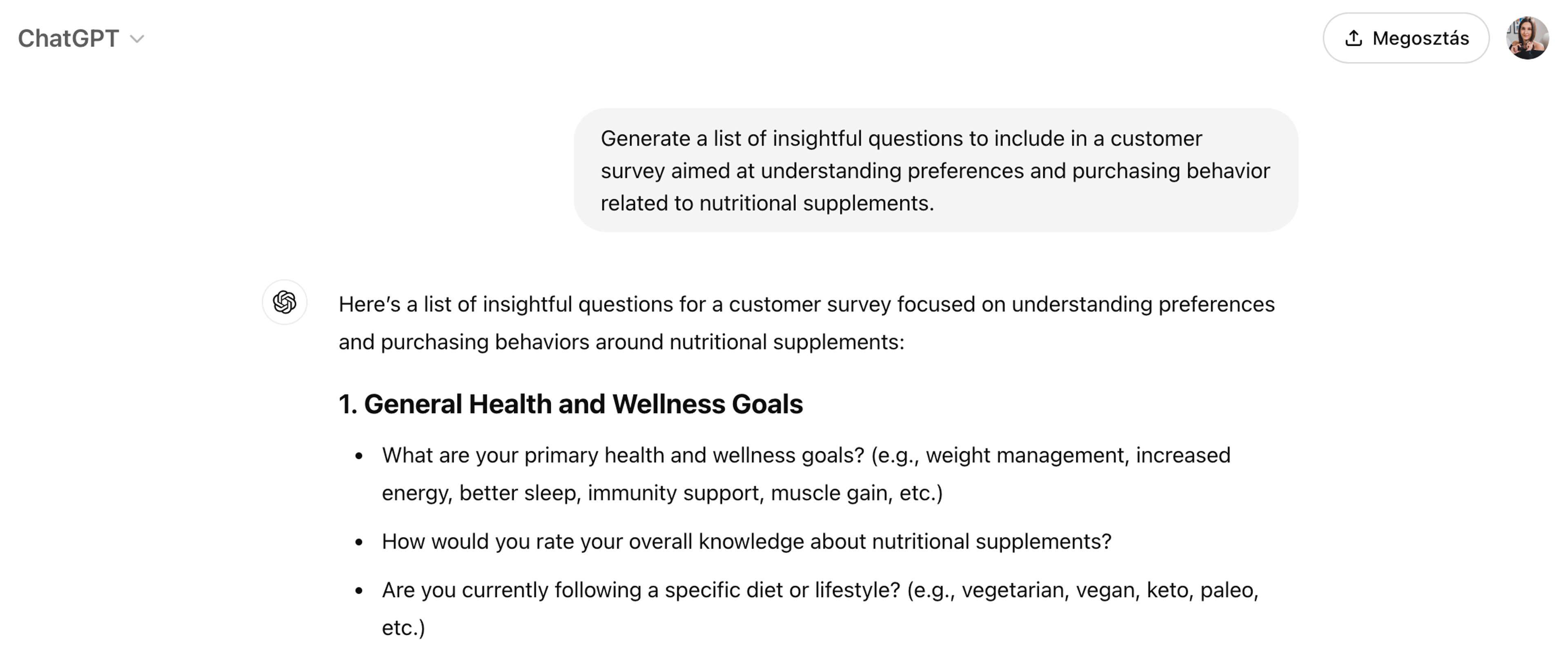 ChatGPT marketing prompt example