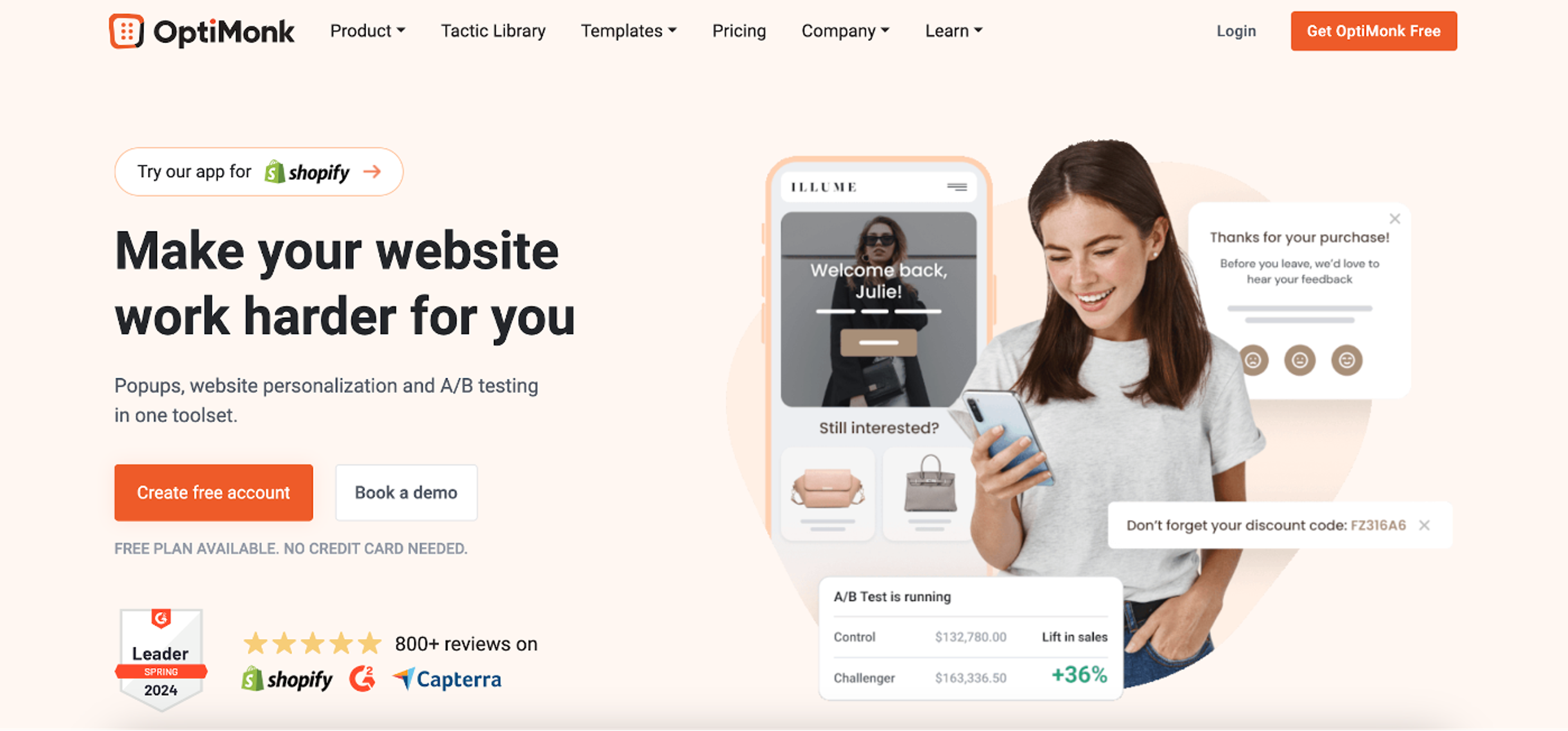 OptiMonk conversion optimization tool