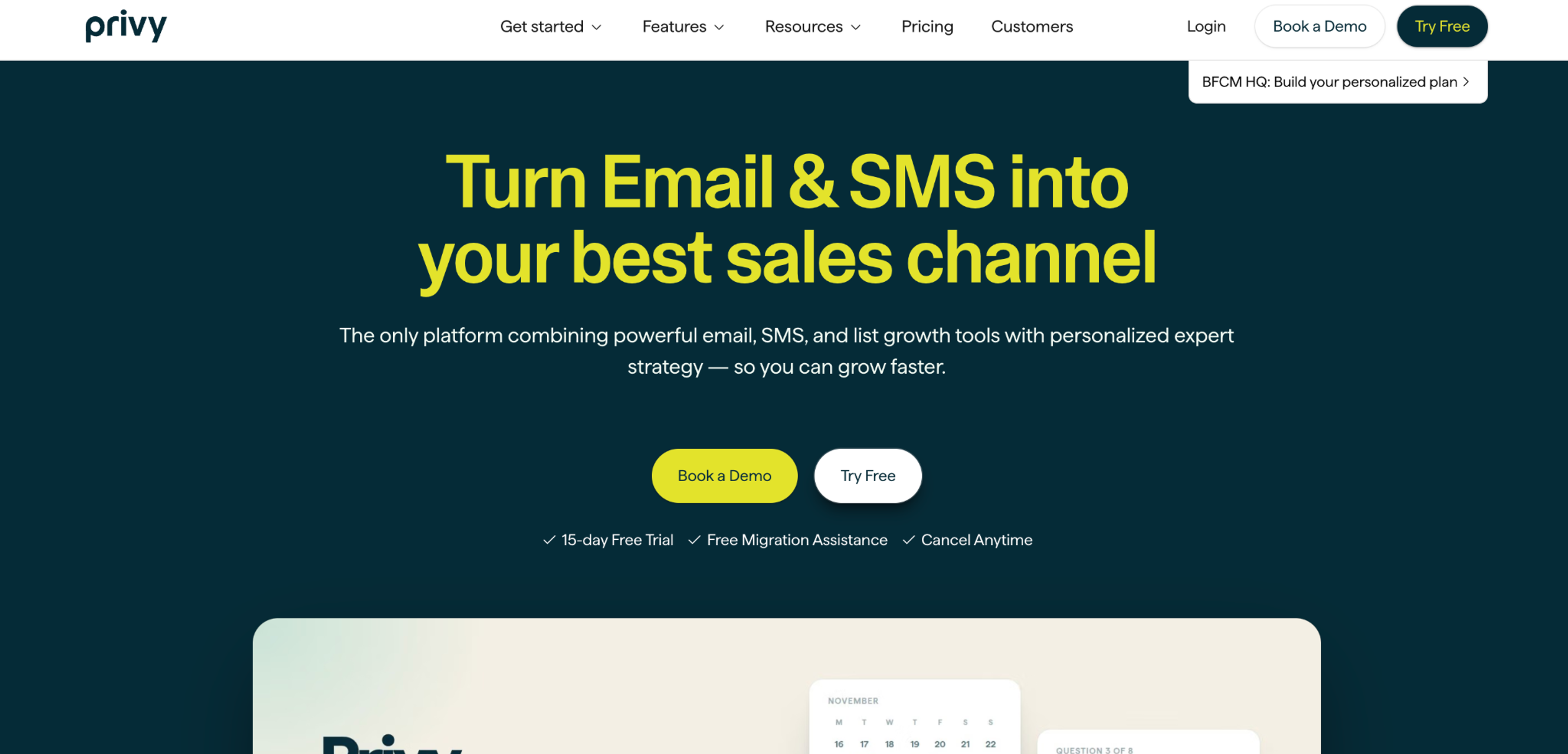 Privy homepage about email, SMS and list growth tools for stores
