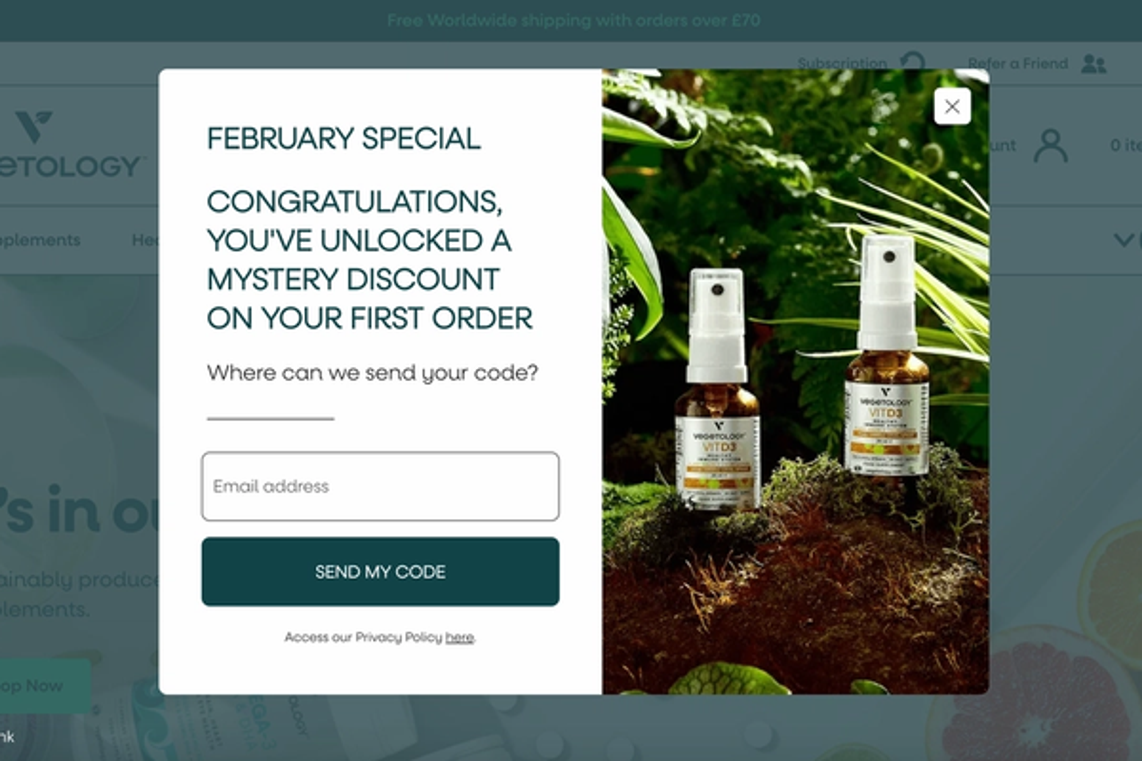 Vegetology after switching to a paid popup tool.