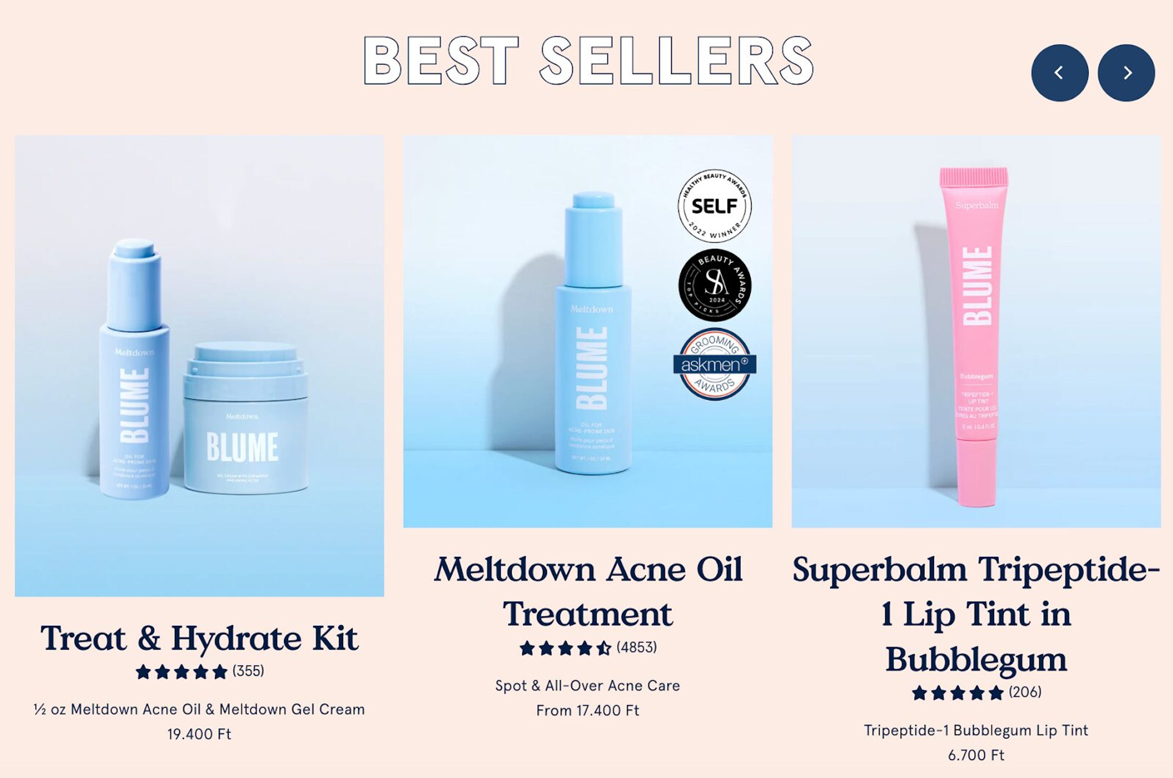 Blume's marketing strategy - highlighting bestseller products