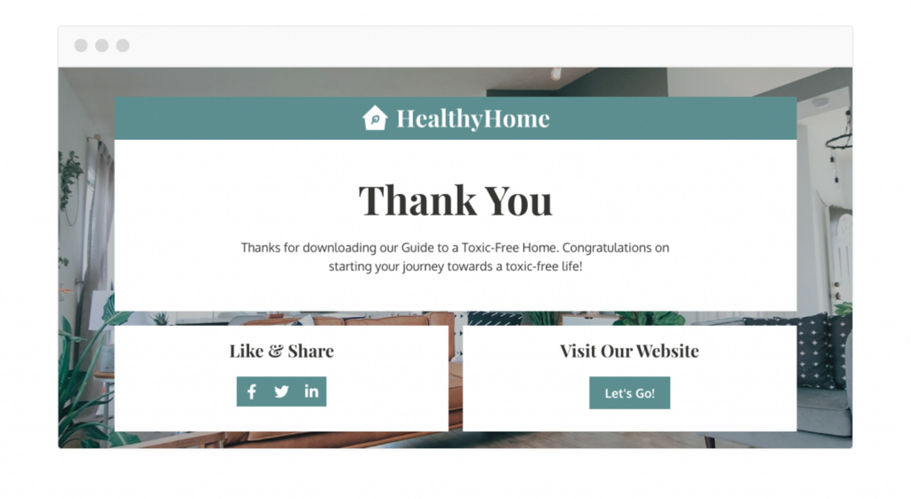 Healthy Home landing page