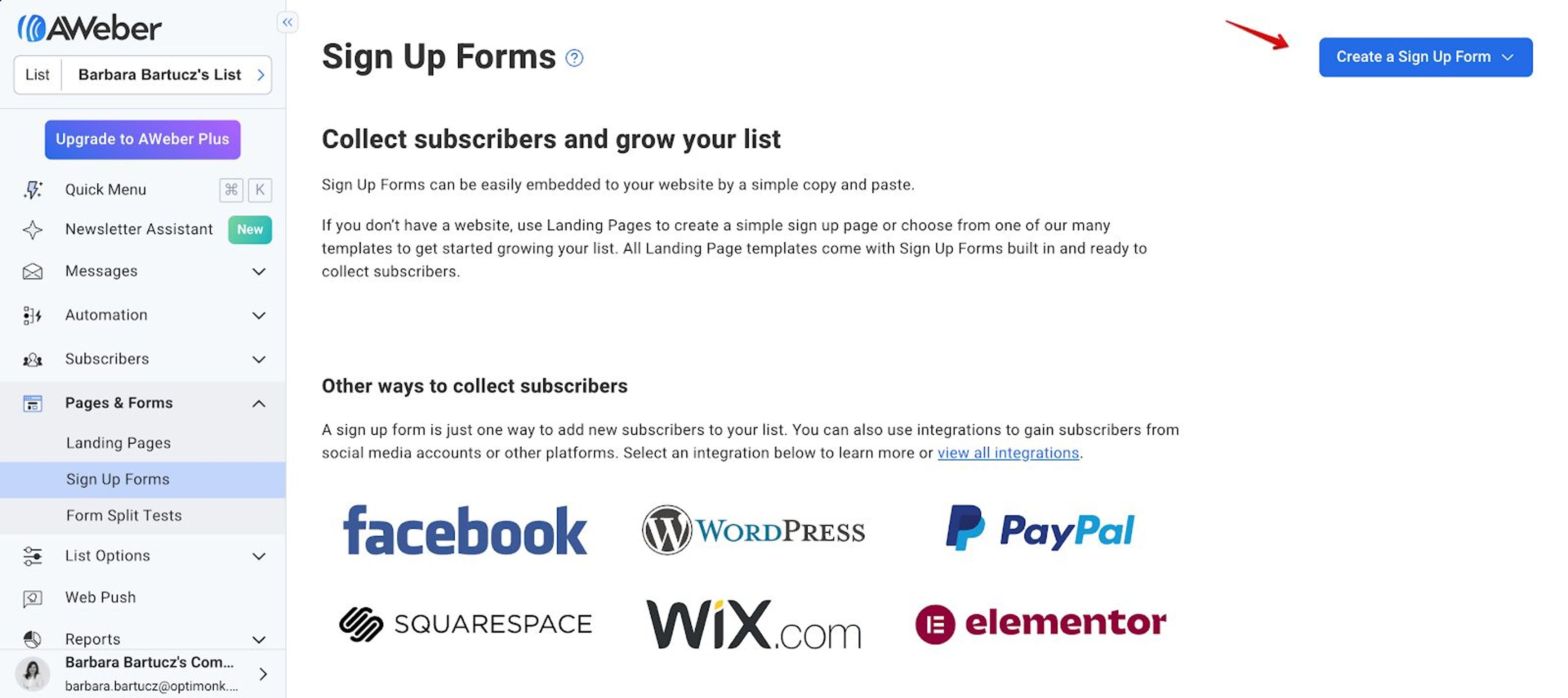Create an Aweber form
