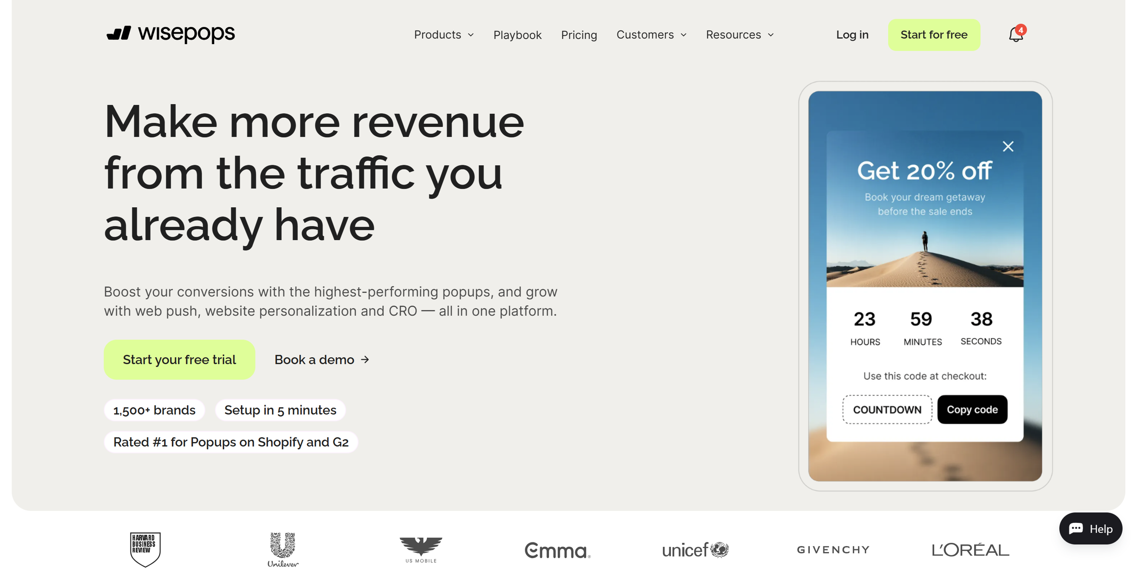 Upgrade your email marketing and create personalized popups with Wisepops.