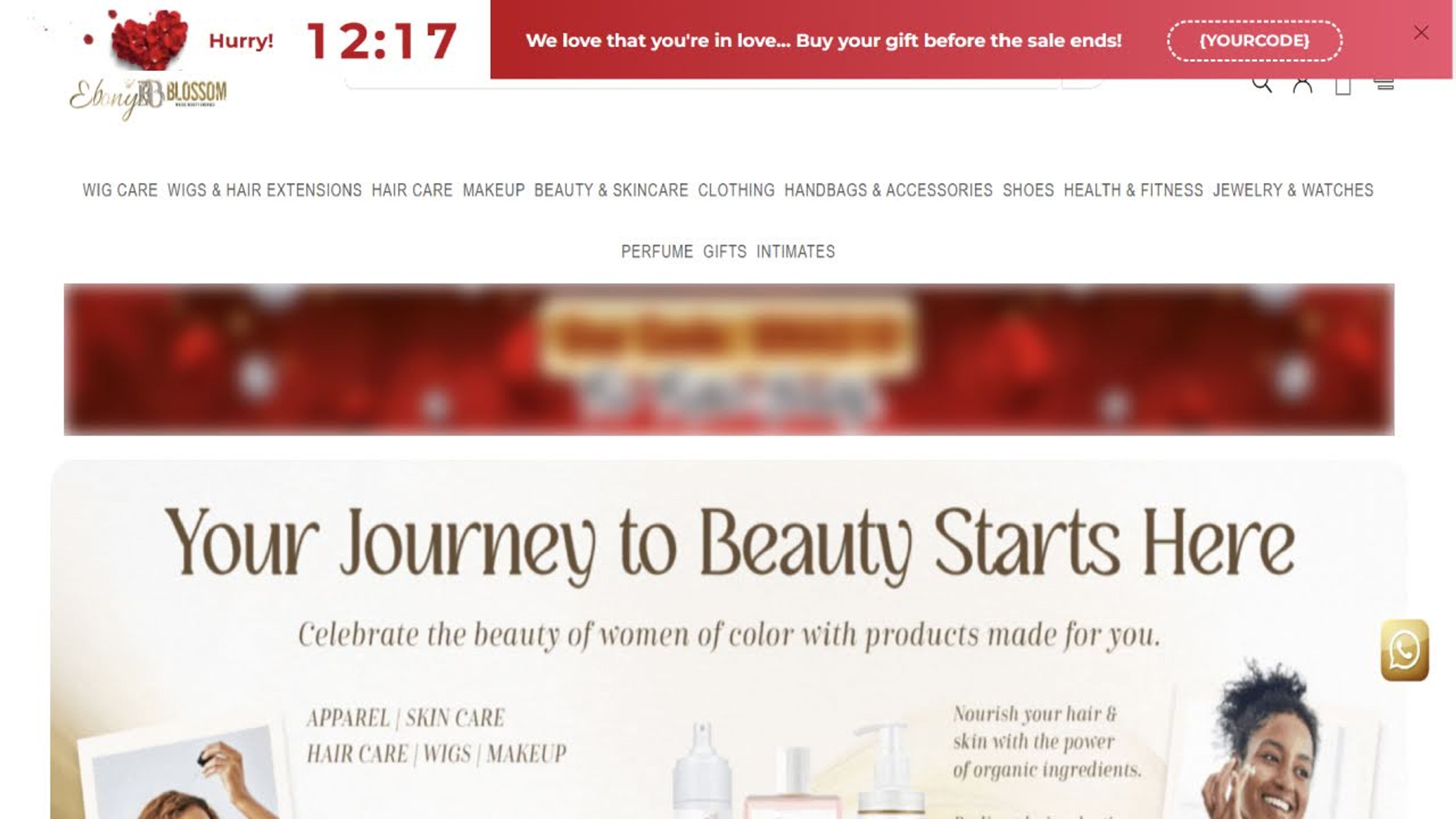 Valentine's days pop ups using a sticky bar.