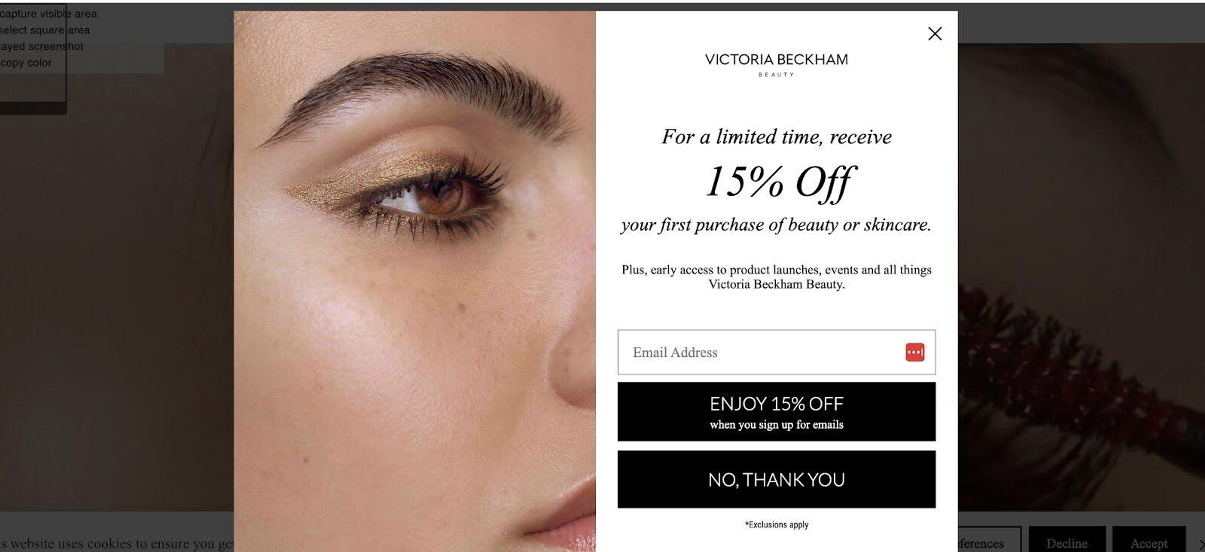 Victoria Beckahm newsletter popup