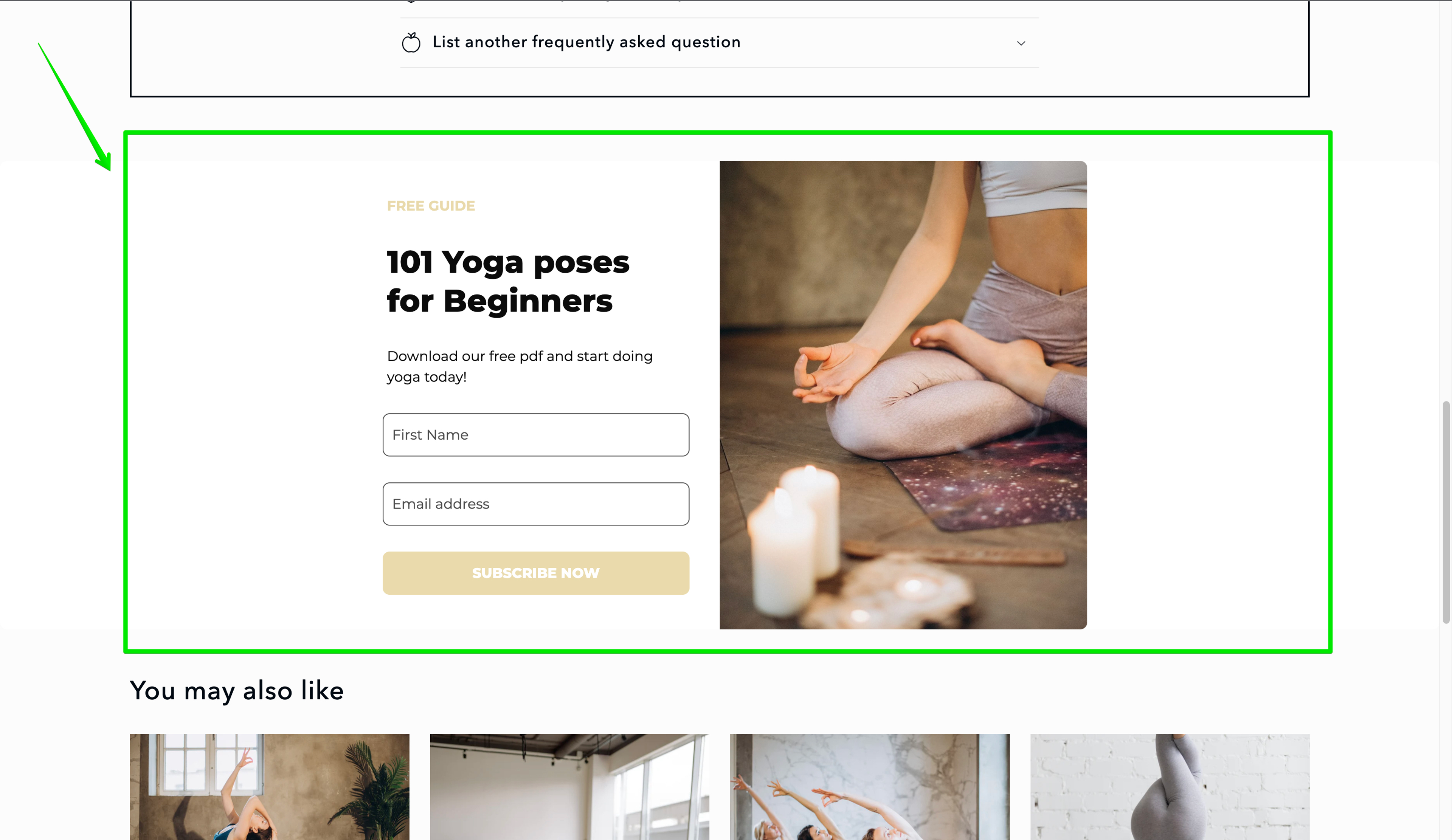 Embedded content element on a web page