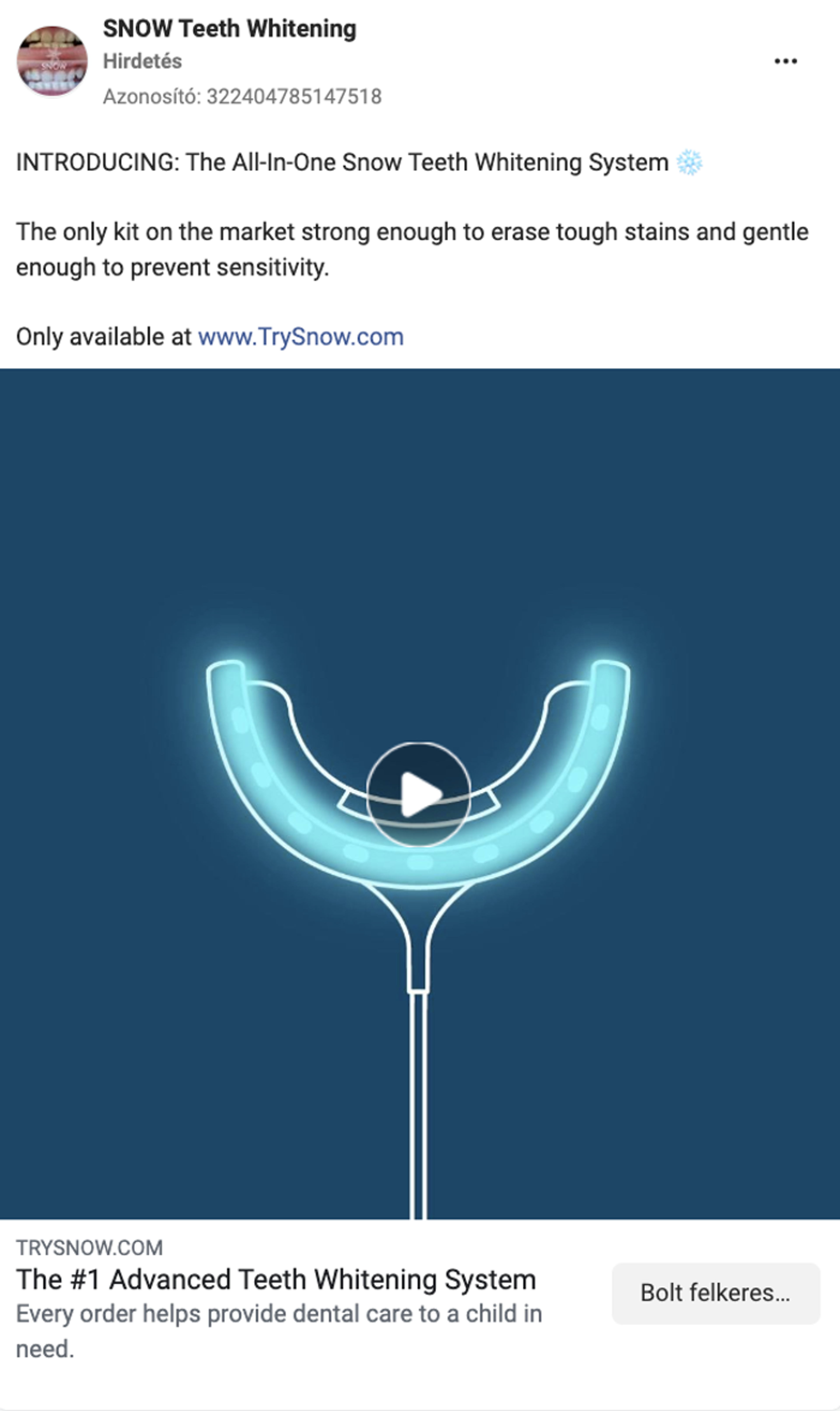 SNOW®’s Facebook ads highlight the benefits of their product