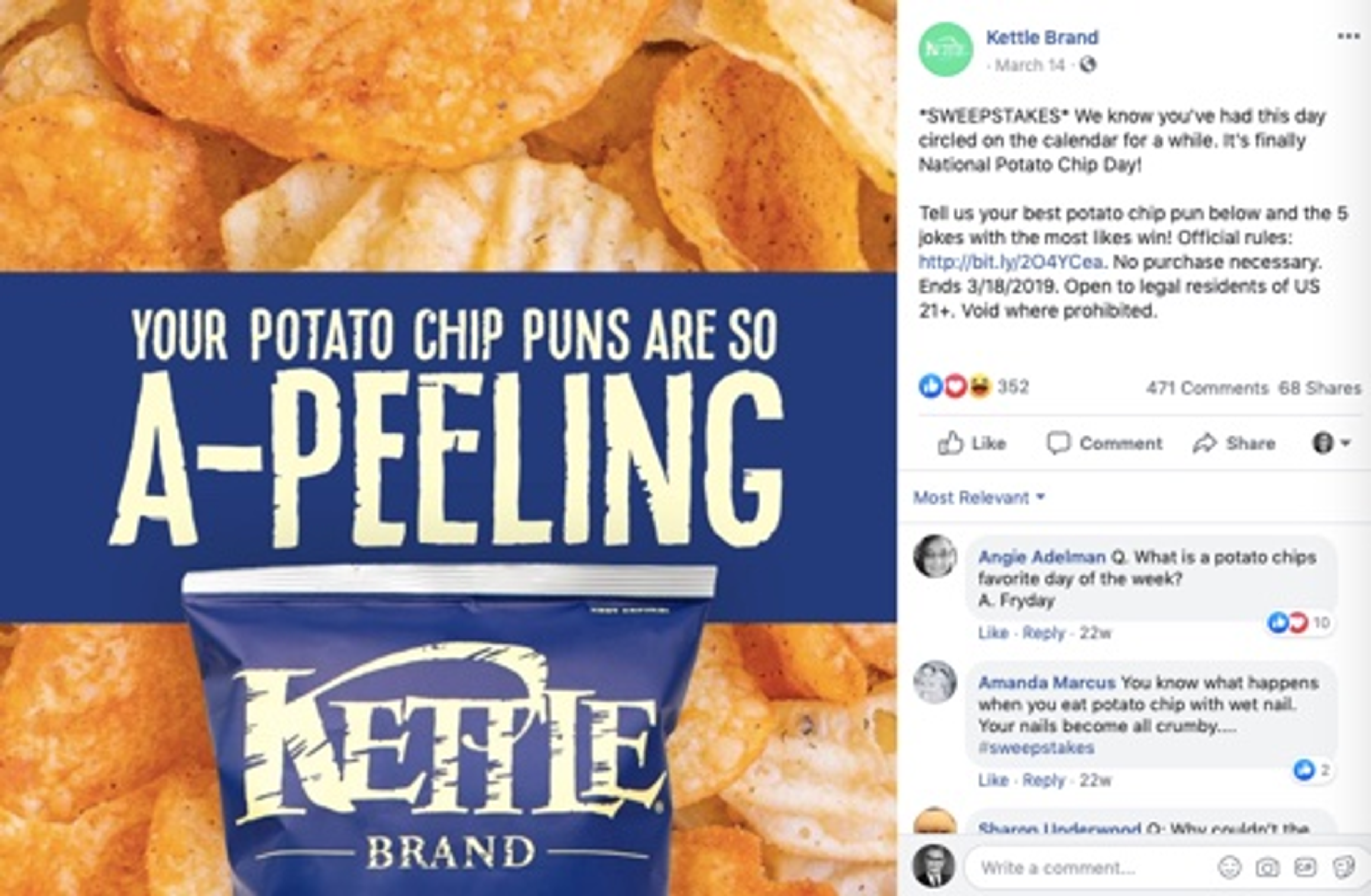 Kettle Brand Chips Facebook contests example