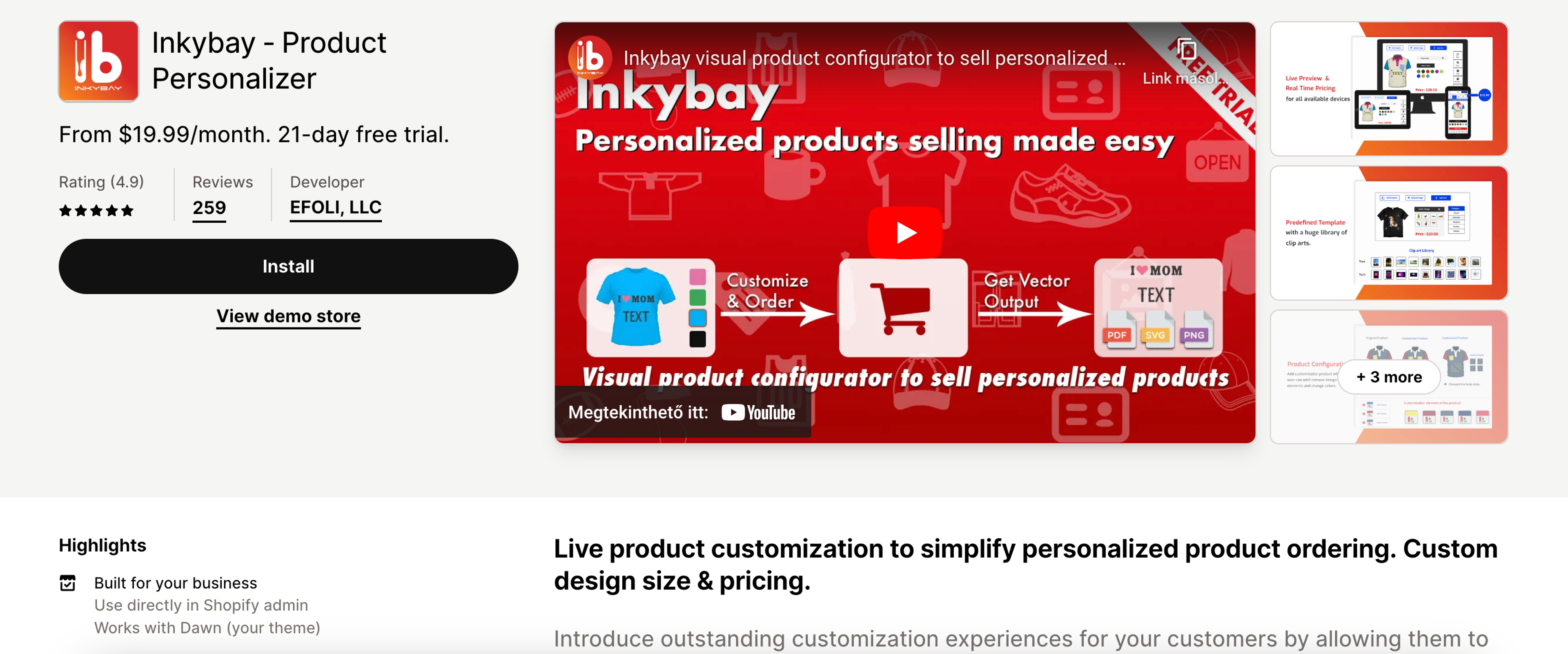 Inkybay product customization app