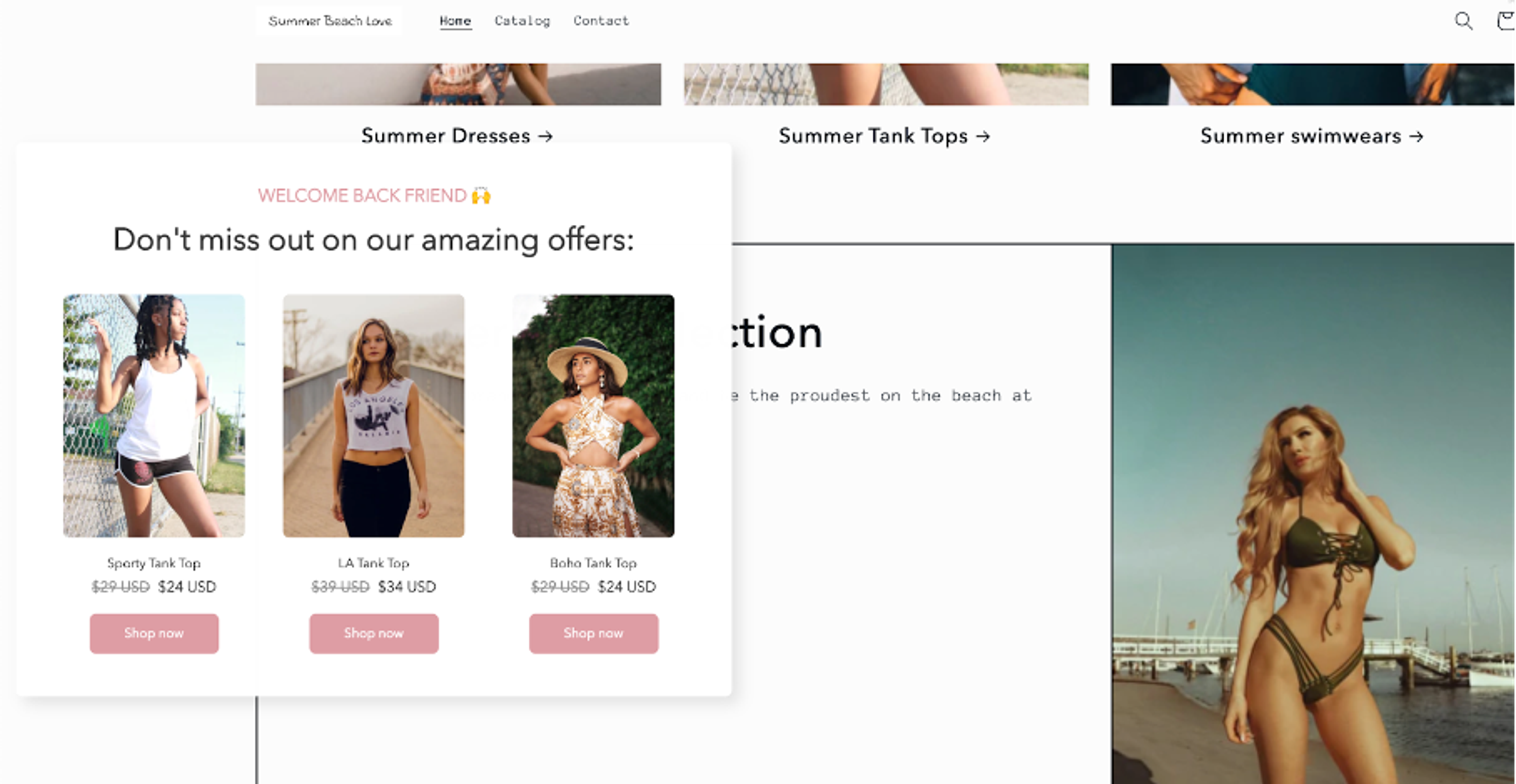 An OptiMonk side message example