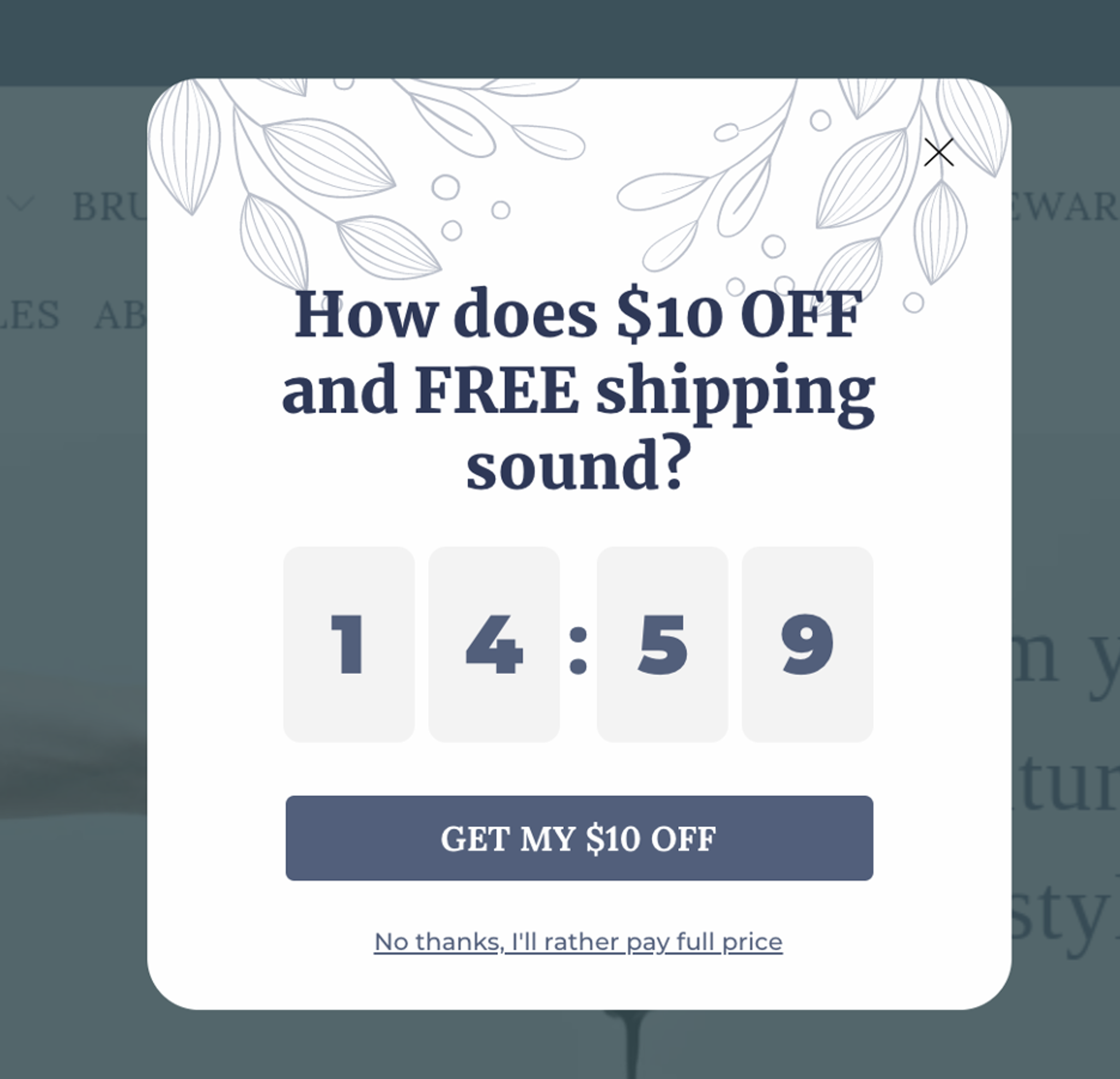 Fuller's Flips exit-intent popup with a countdown.