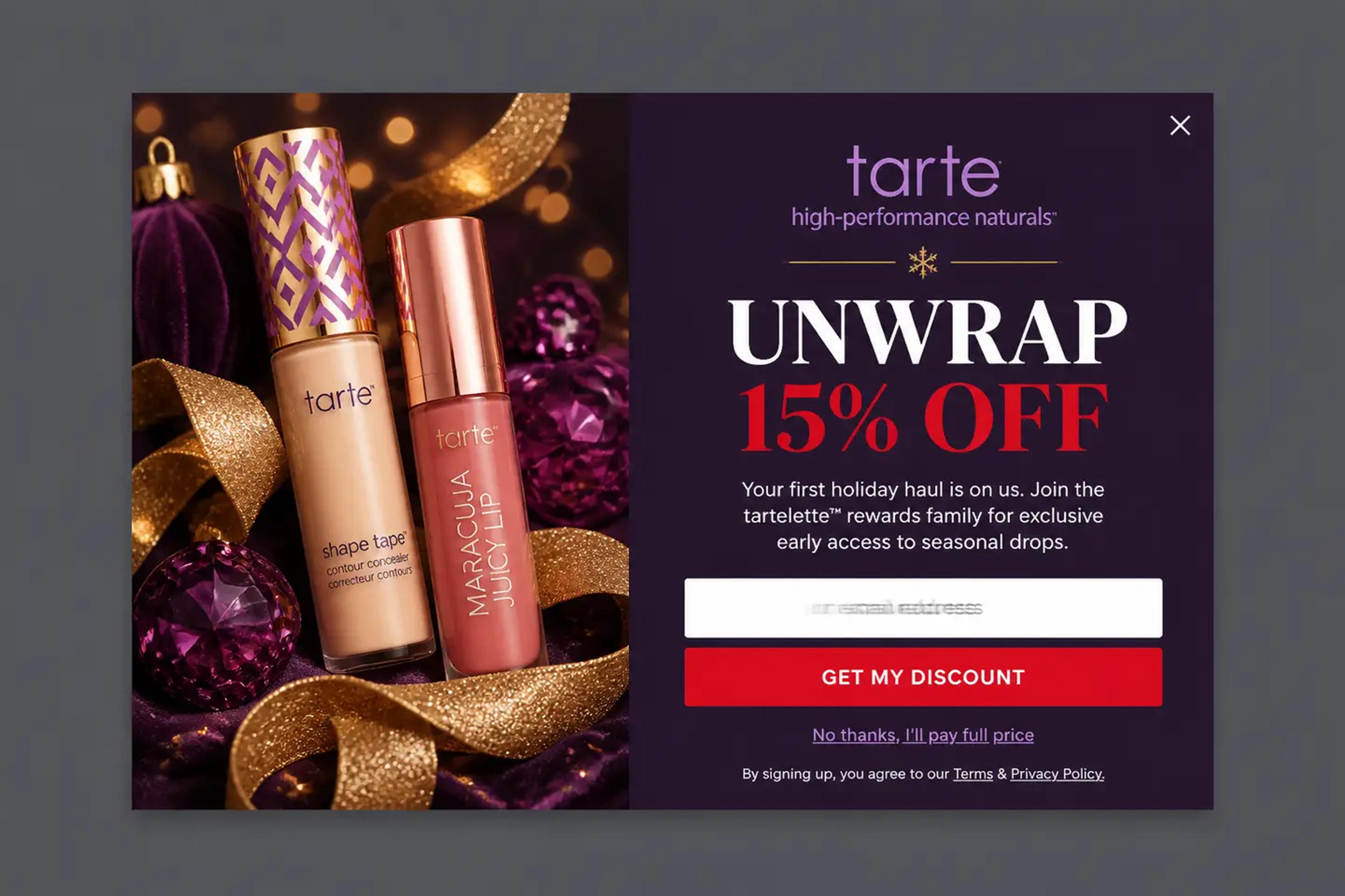 holiday offer popup