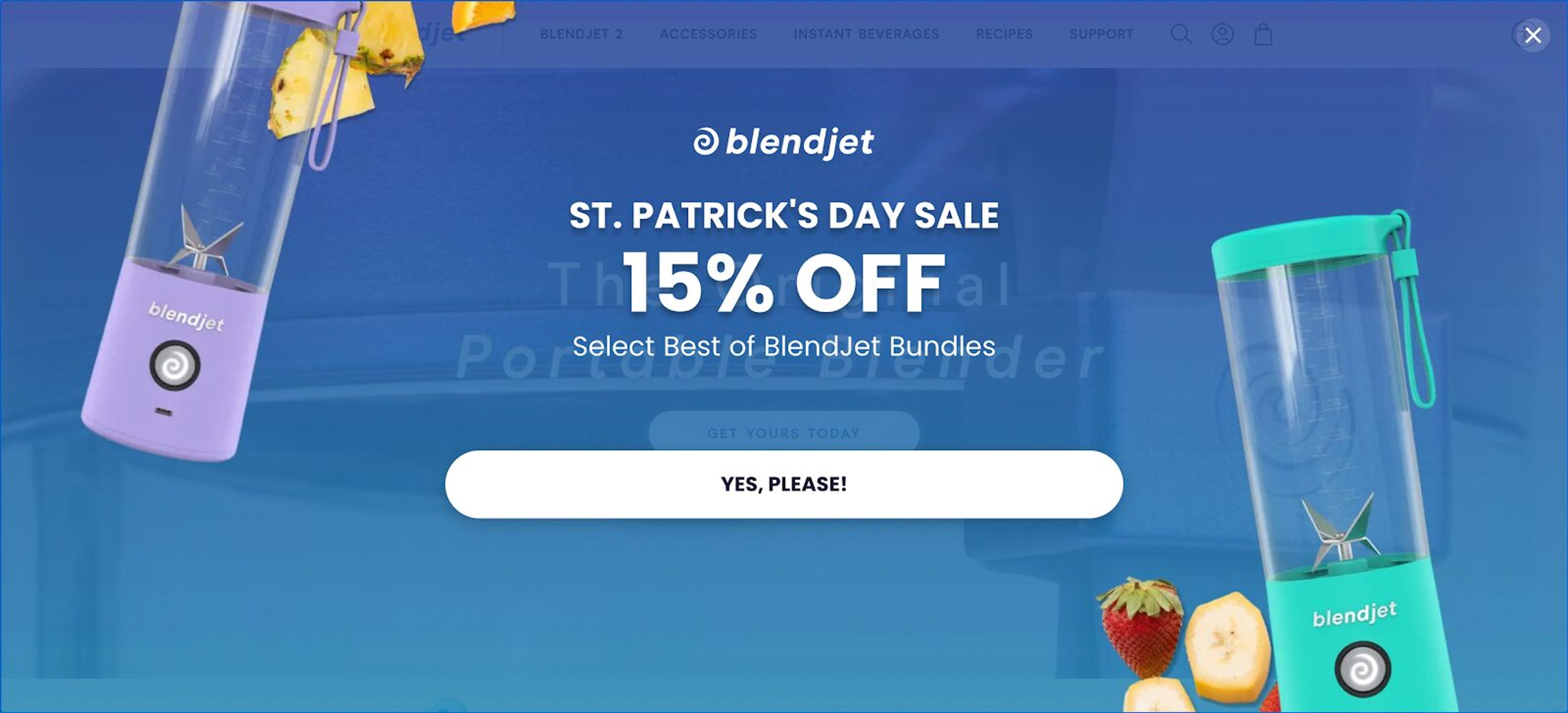 Blendjet full screen popup