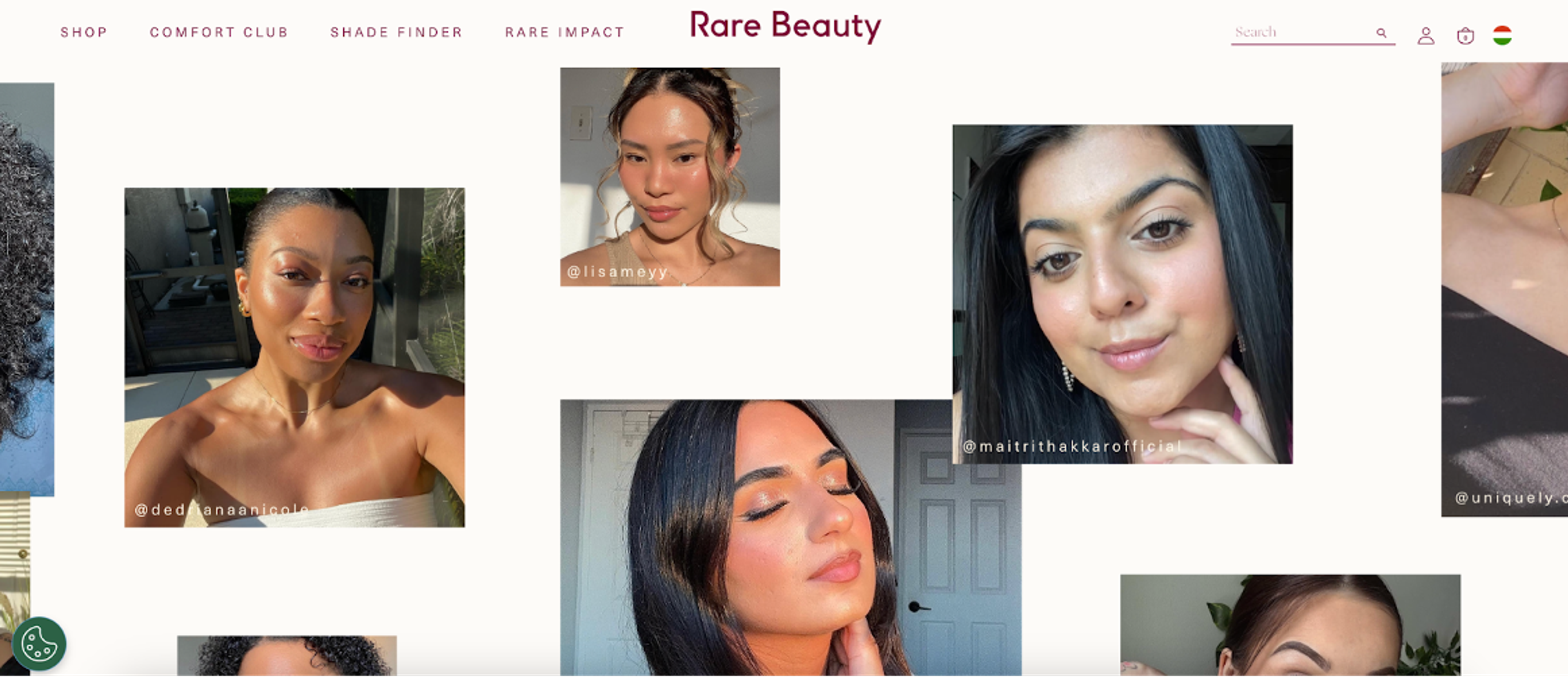 Rare Beauty user generated content on website