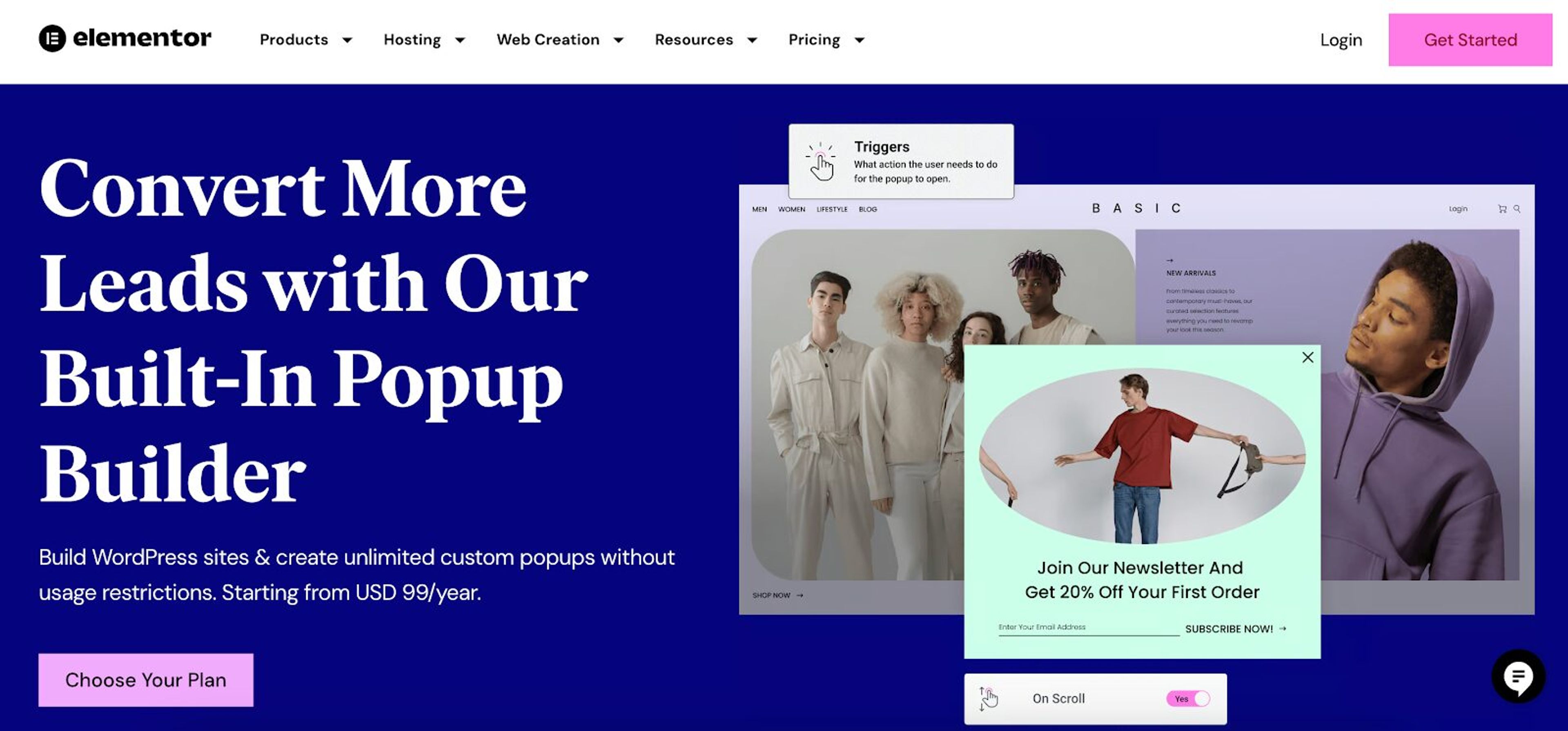 Elementor is a comprehensive WordPress website builder that includes popup options.