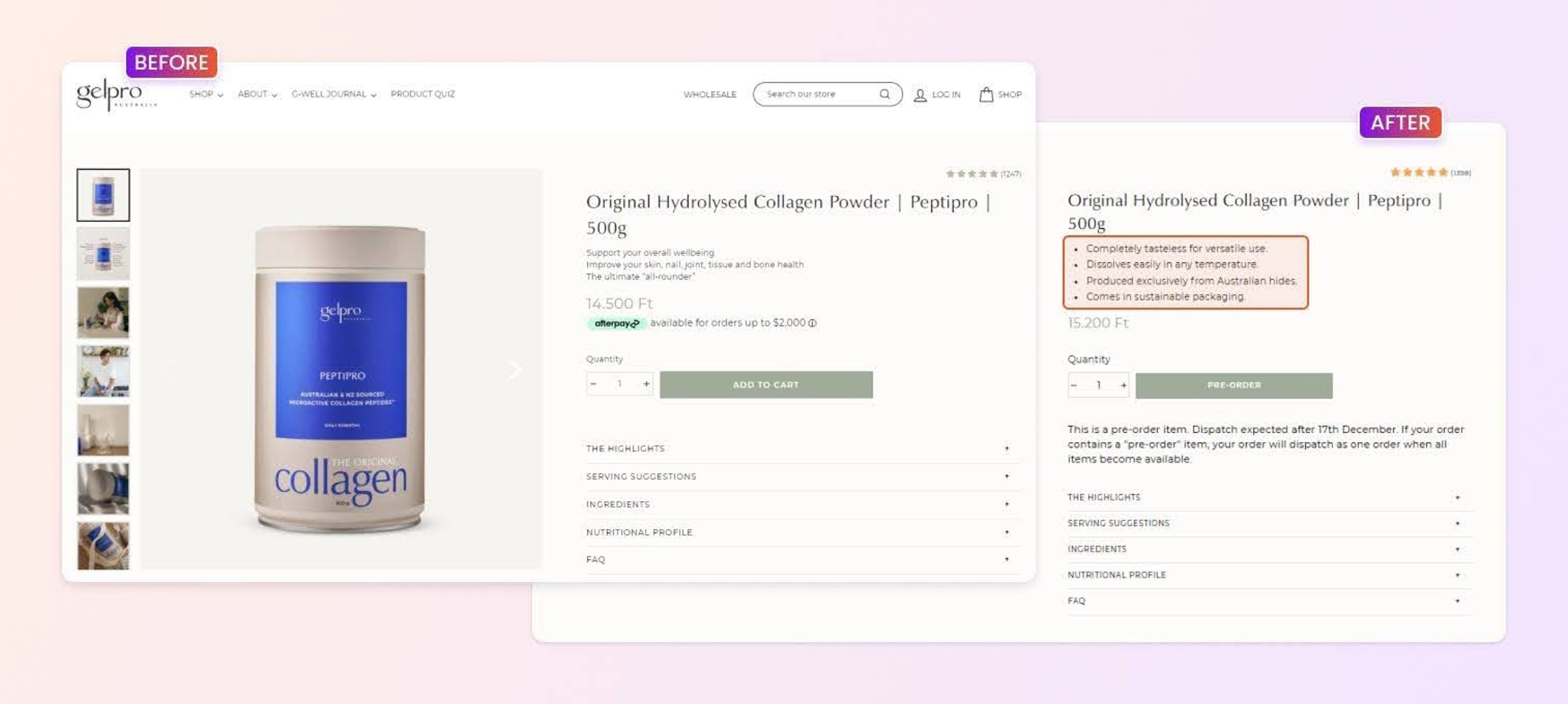 Gelpro Austrialia reaching their target market with optimized product pages.