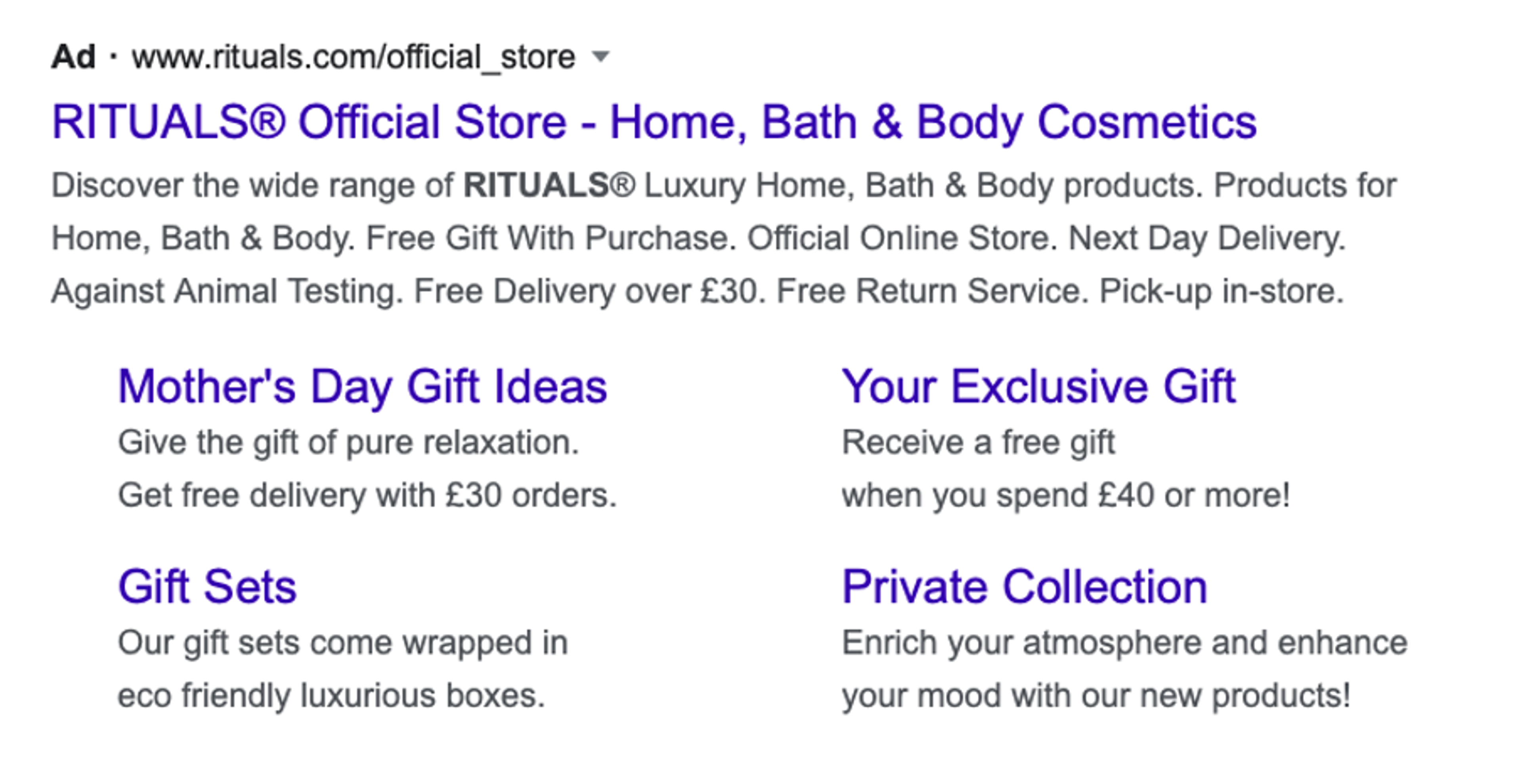 Rituals Google ads