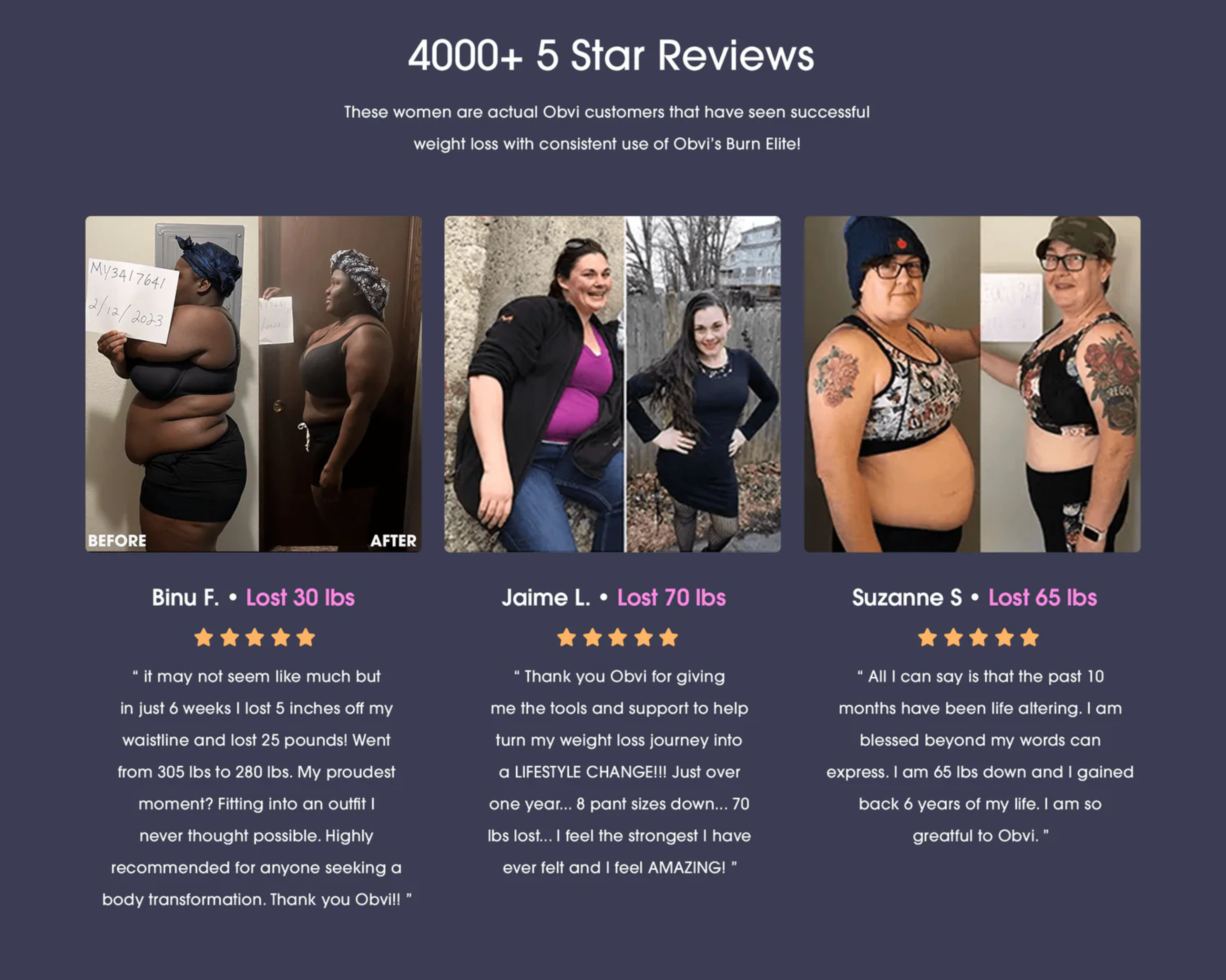 Obvi product page with social proof