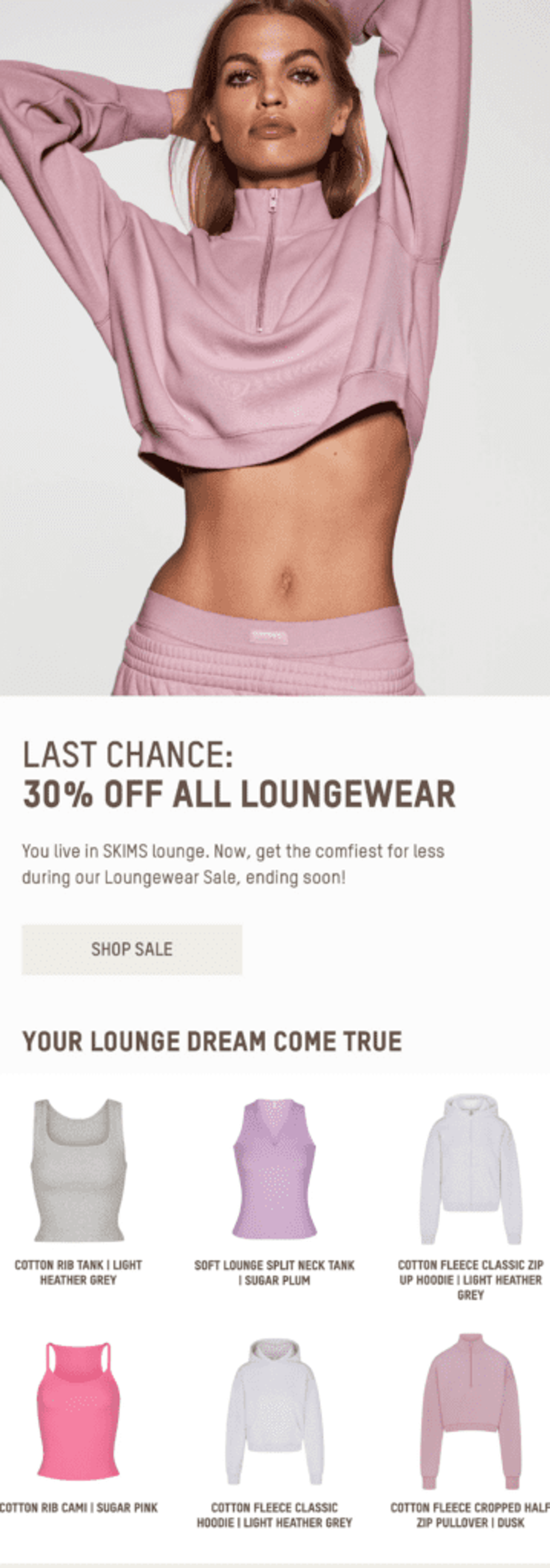 Skims email marketing example