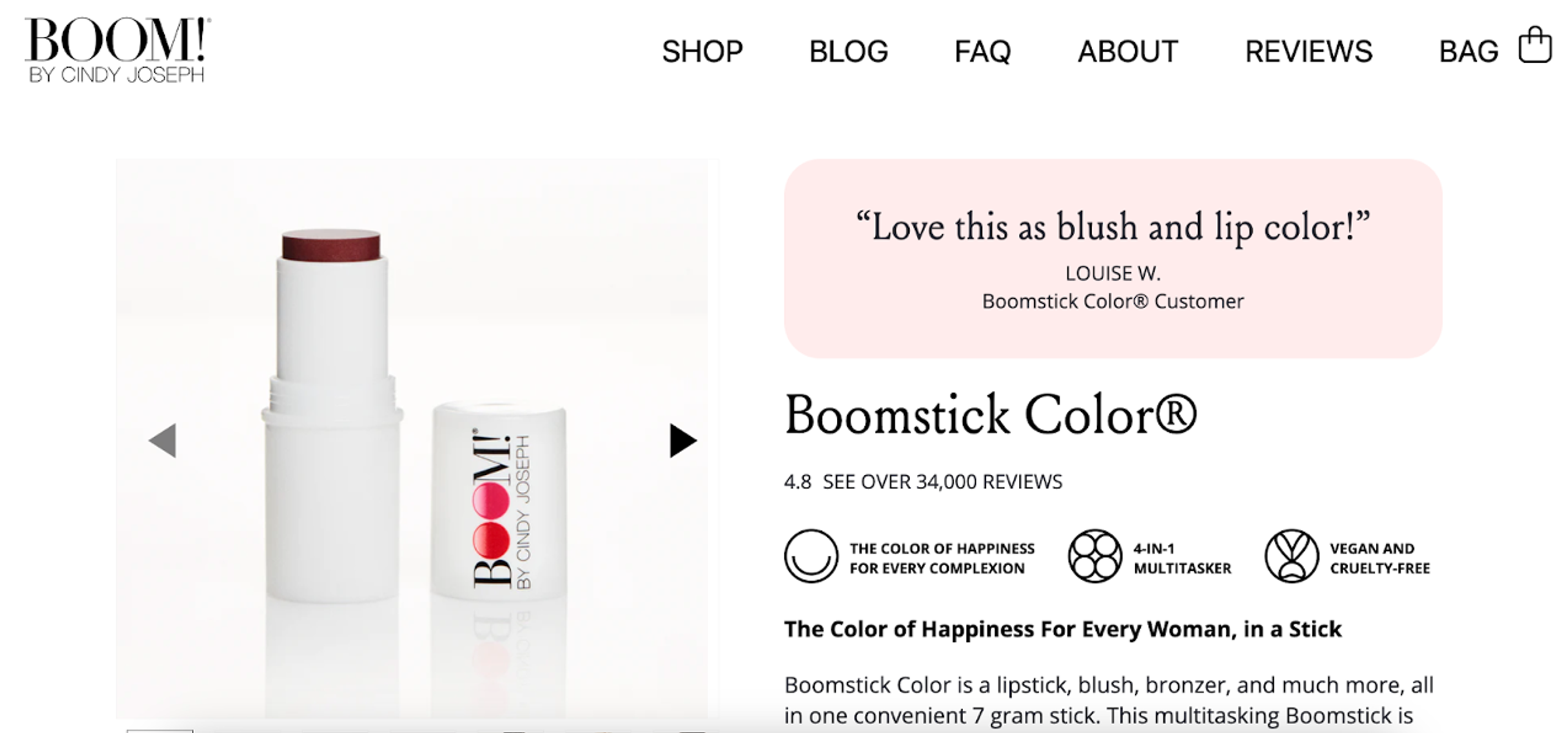 BOOM! by Cindy Joseph product page testimonial