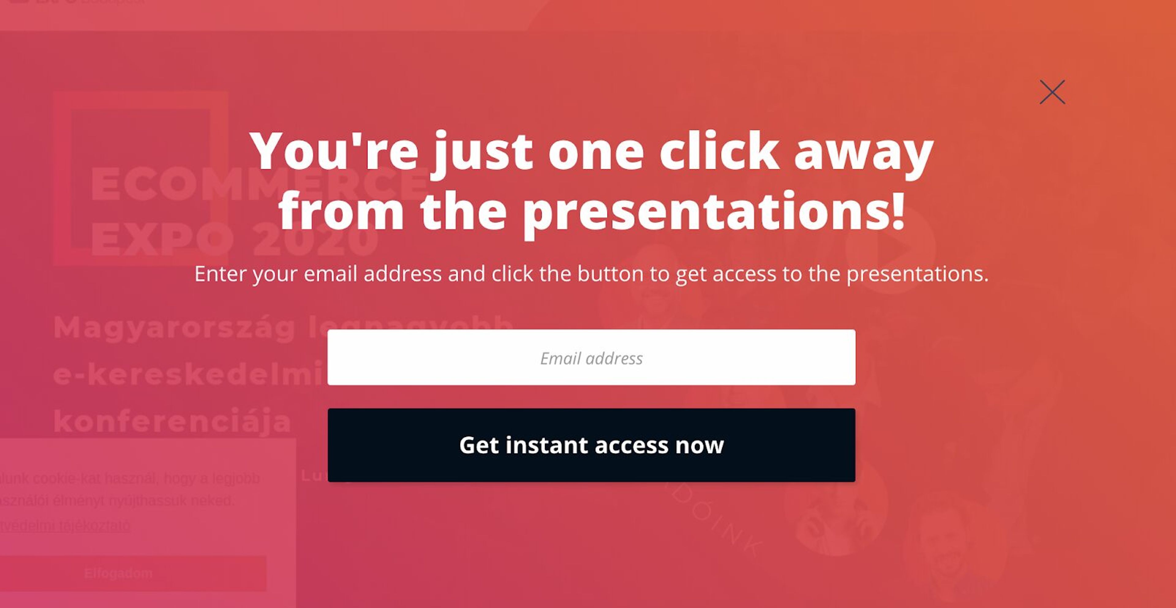 Ecommerce Expo's offering a strong incentive on their full screen popup.