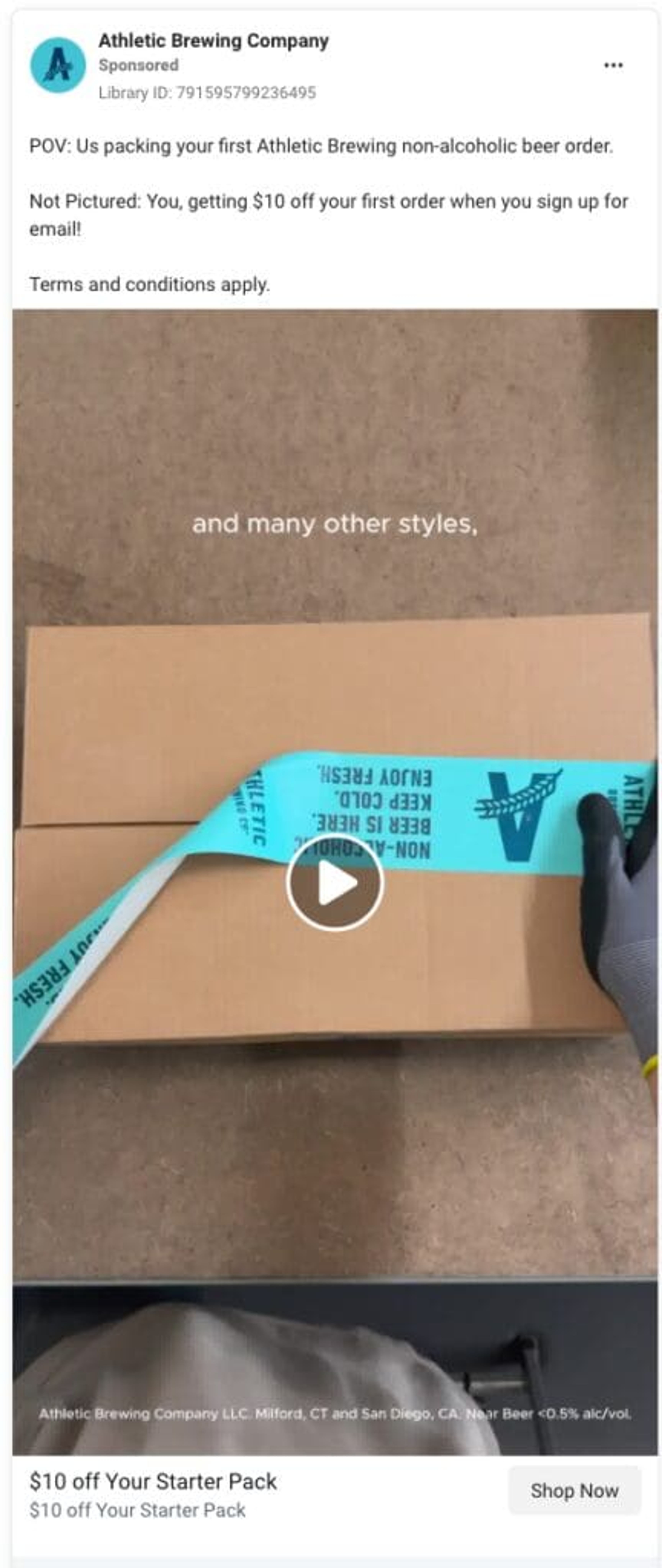 Athletic Brewing Facebook ad