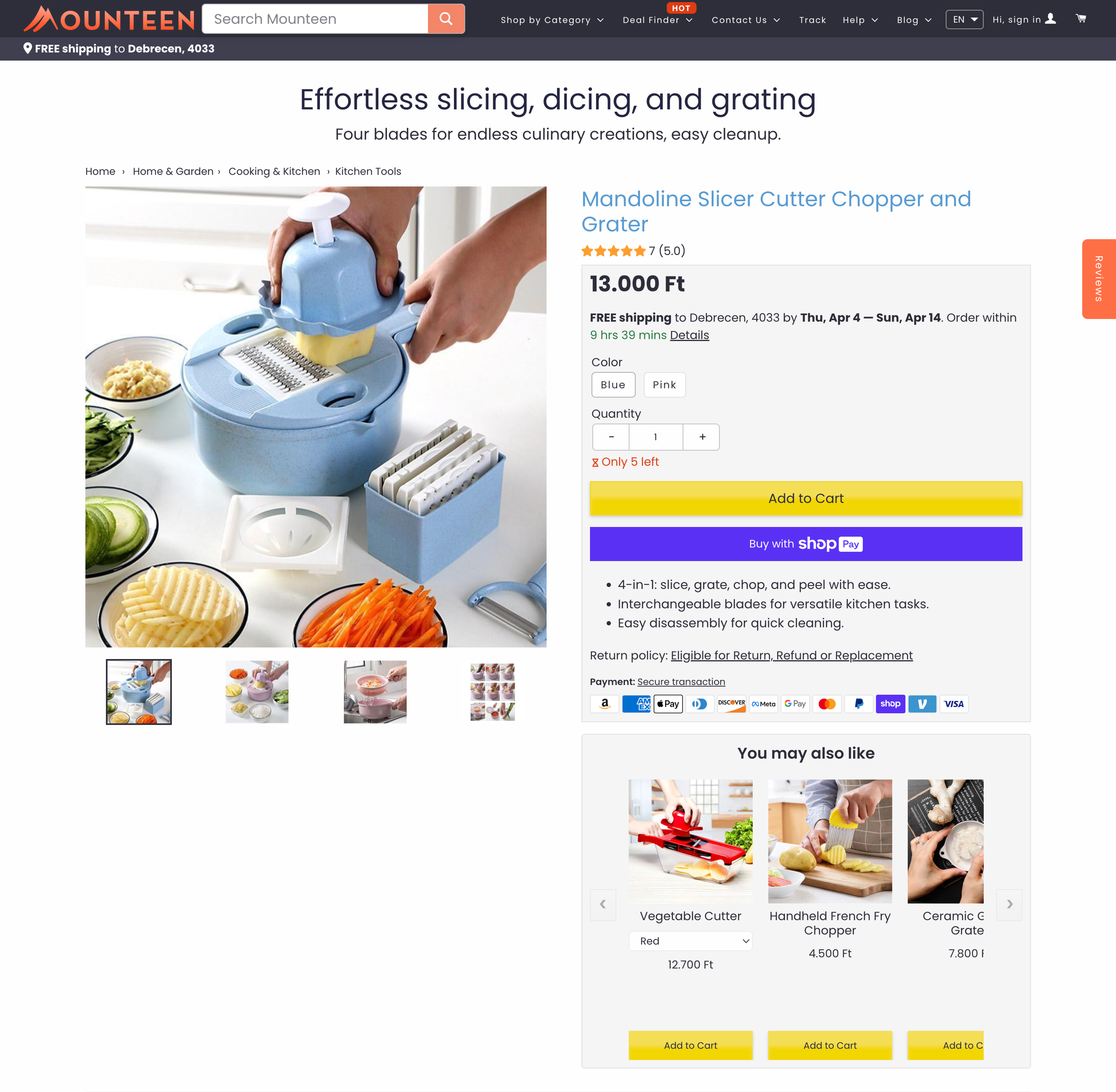 Mounteen Shopify product pages excellent product images, and complementary product on the bottom of the page.