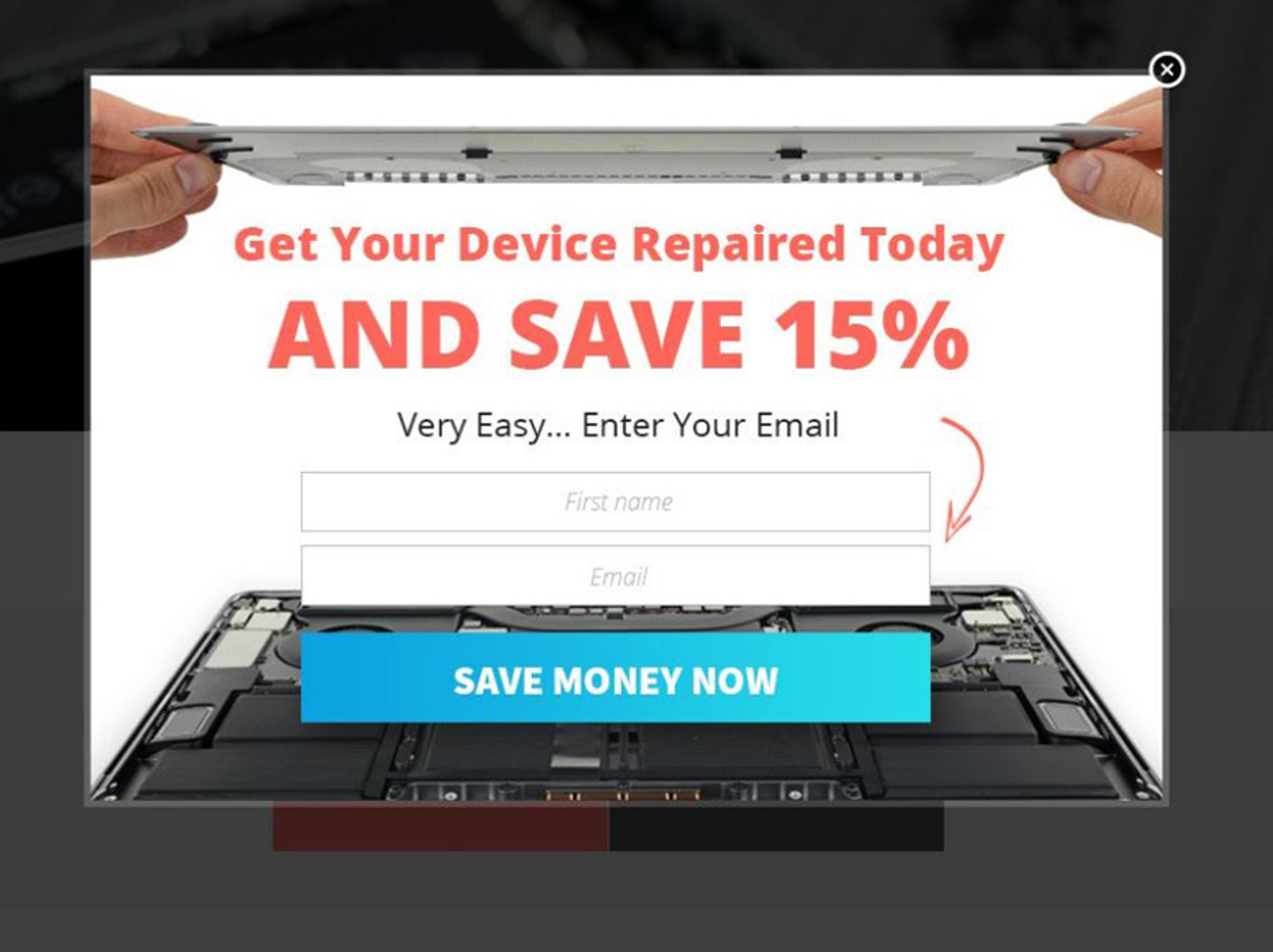 CellPhoneCenter.com discount popup example