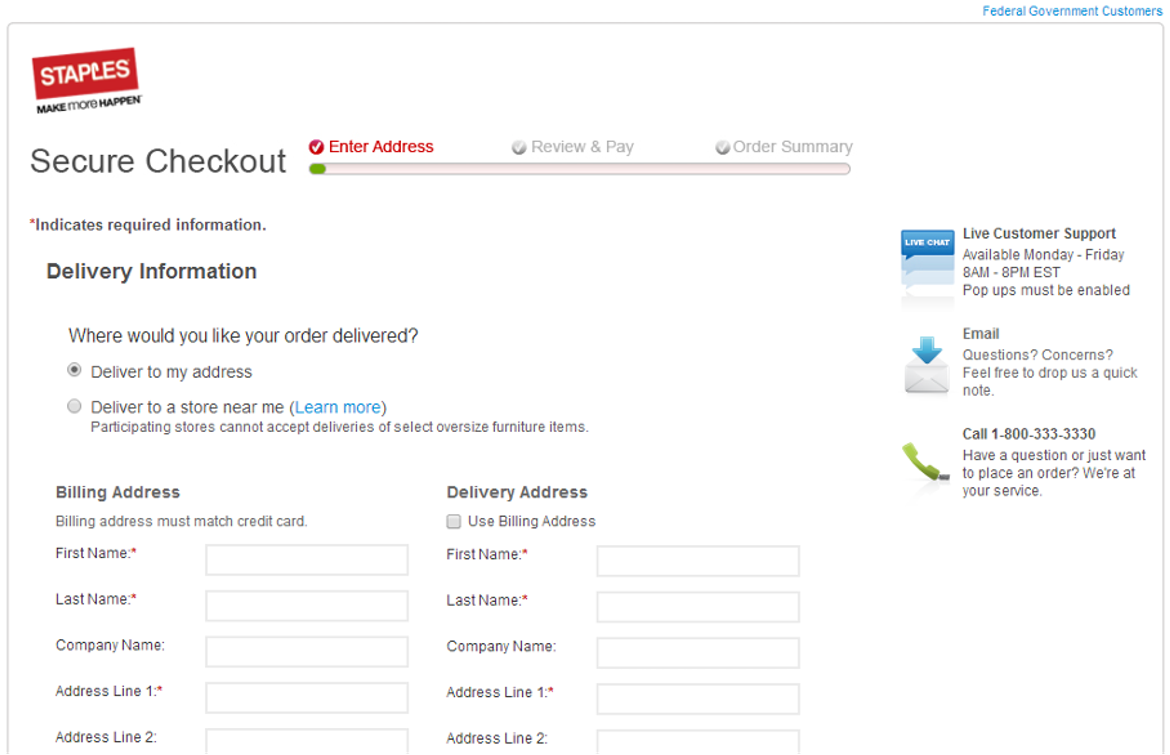 Contact info on the checkout page to improve the checkout process
