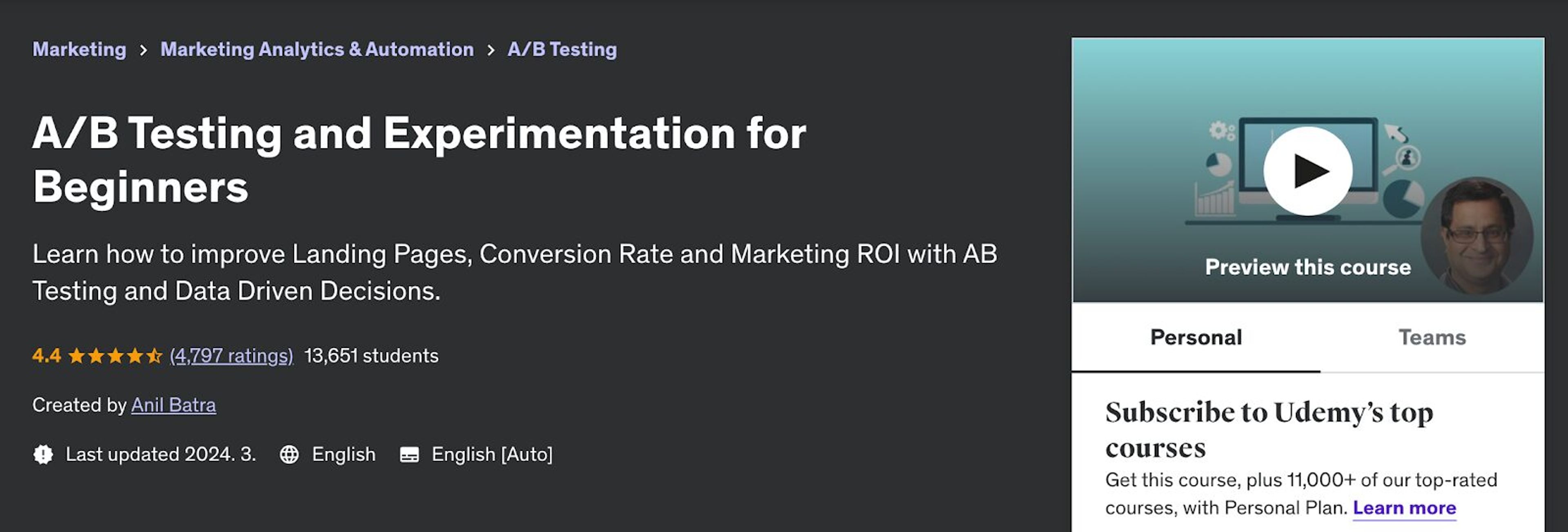 This basic course can teach you how visitors interact, create tests and good for non technical users.