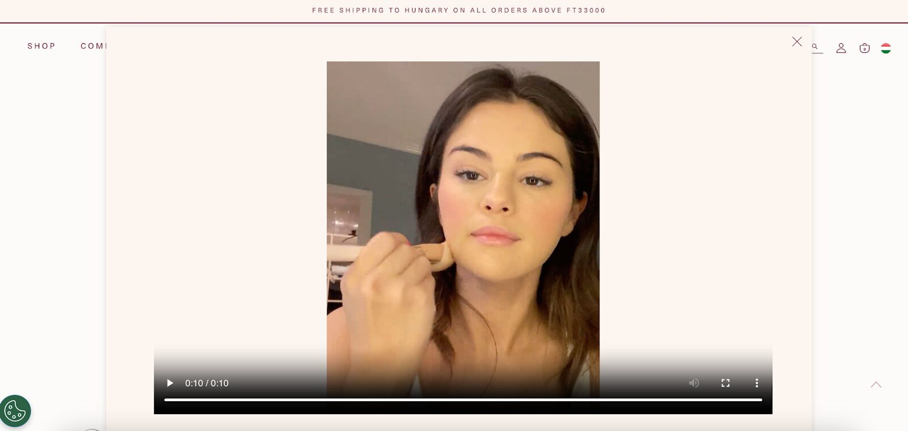 Rare Beauty's video popup