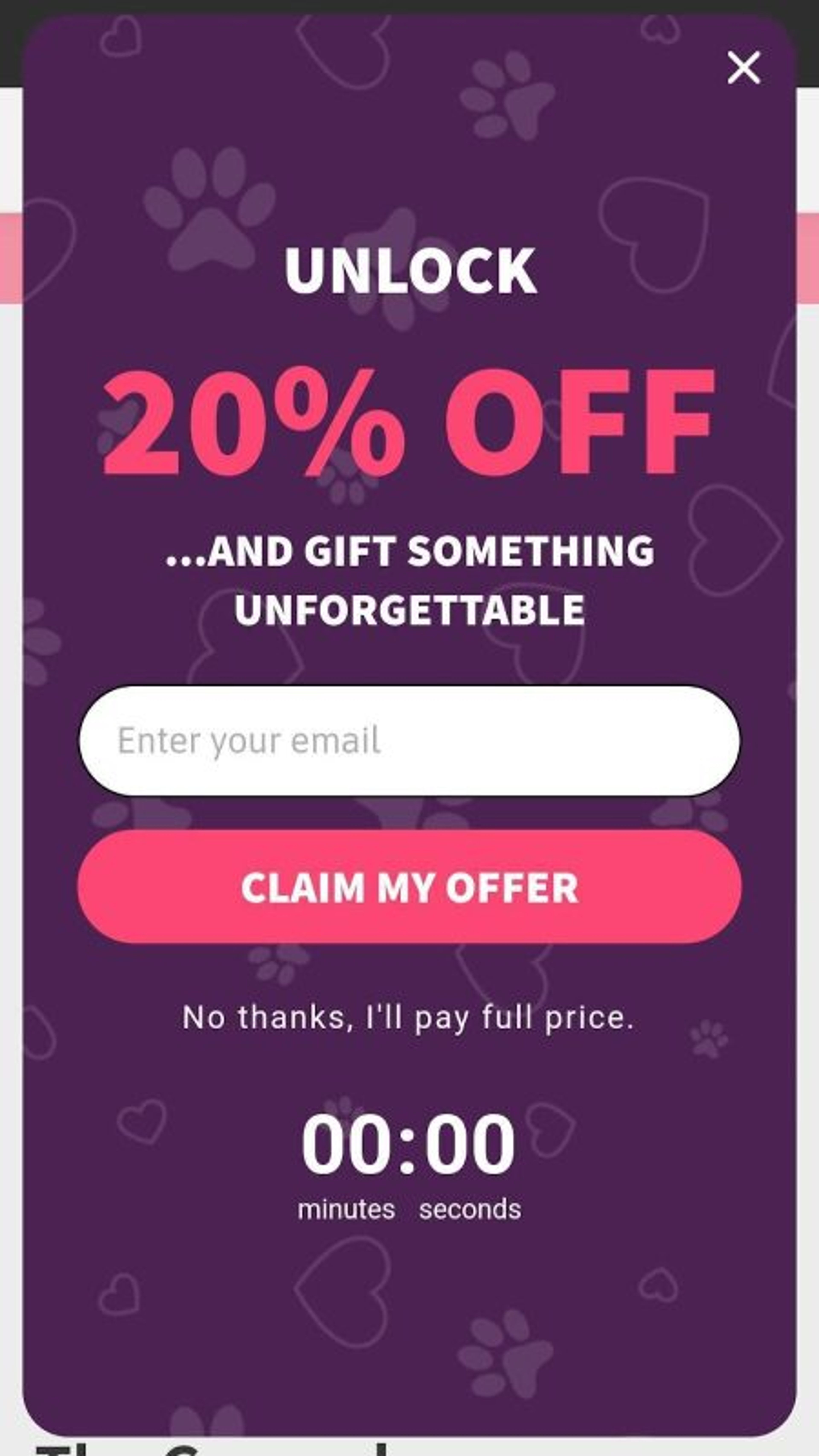 Crown and Paw's popup implements all the mobile all the best mobile popup practices