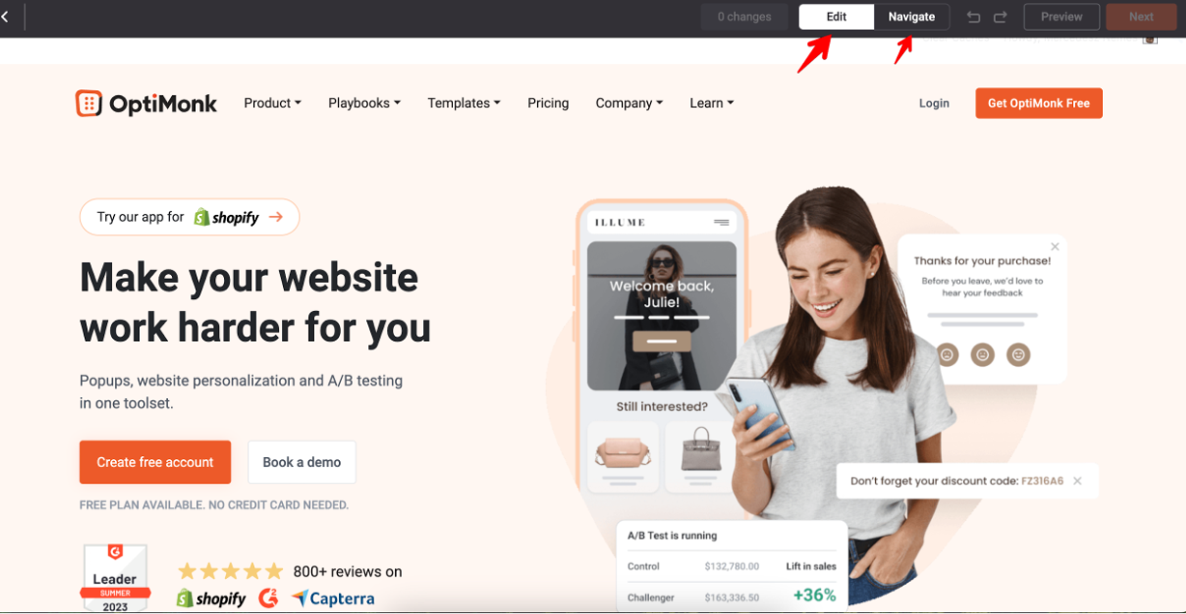 Switch to Edit Mode to begin making changes