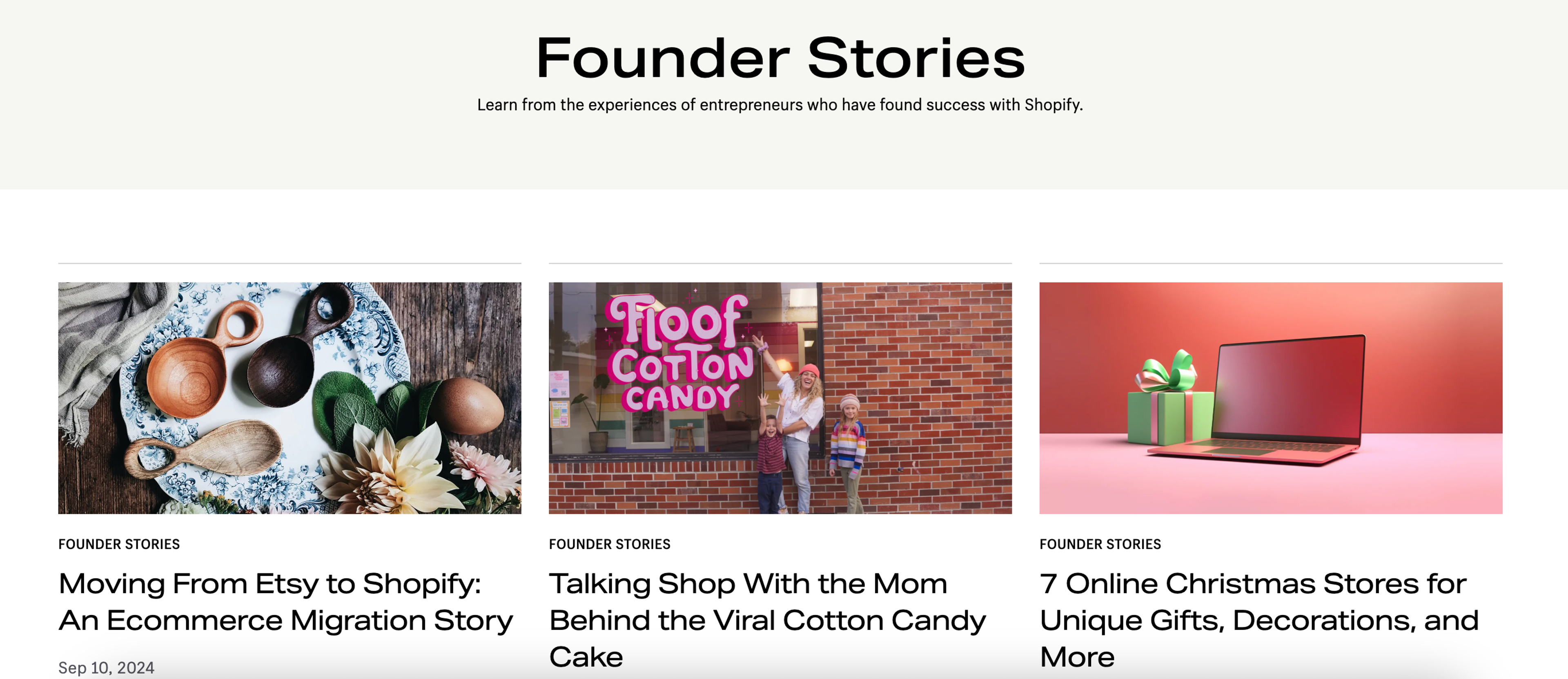 Shopify sharing the stories of paying customers