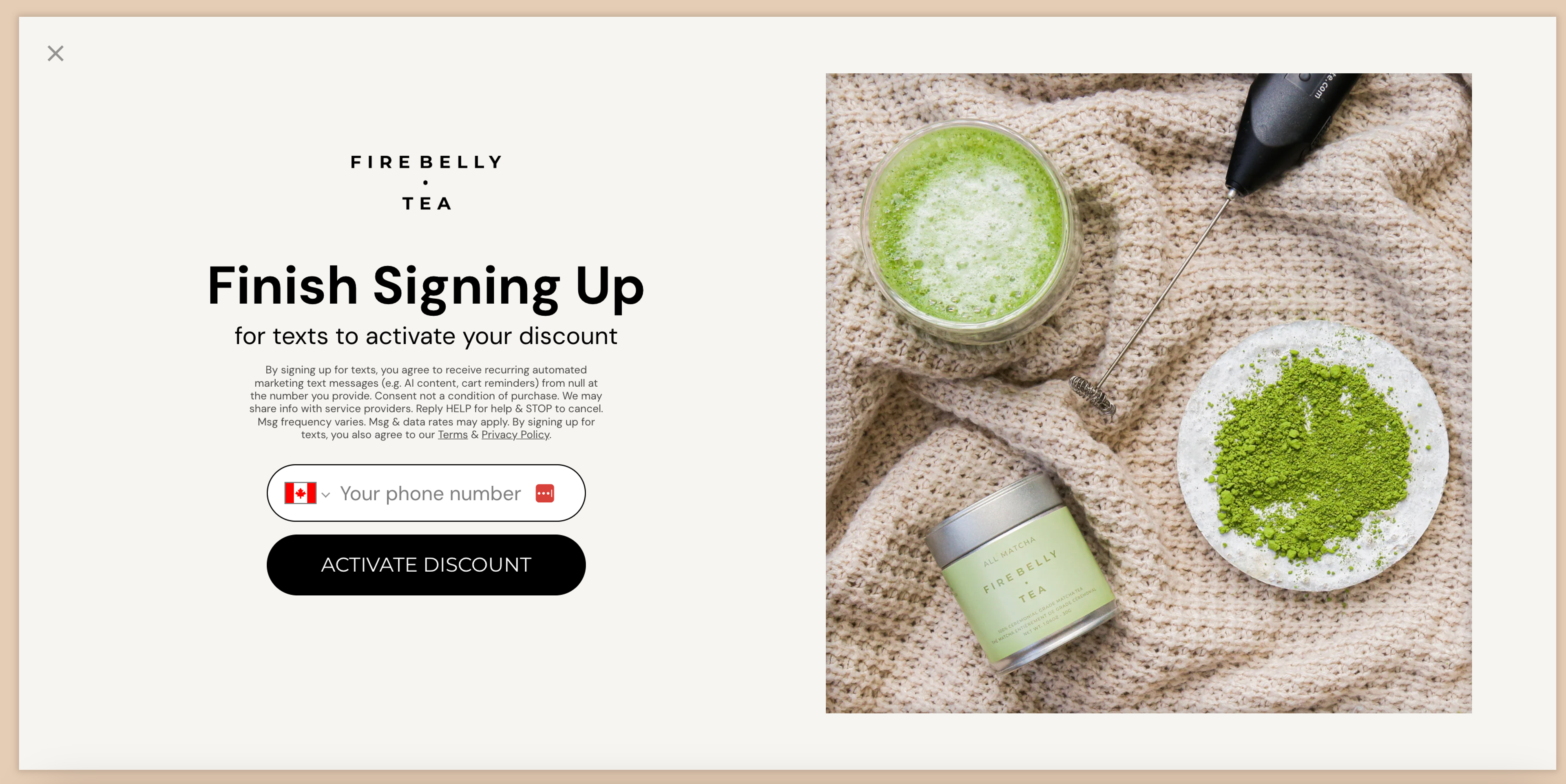 Popup asks for your phone number