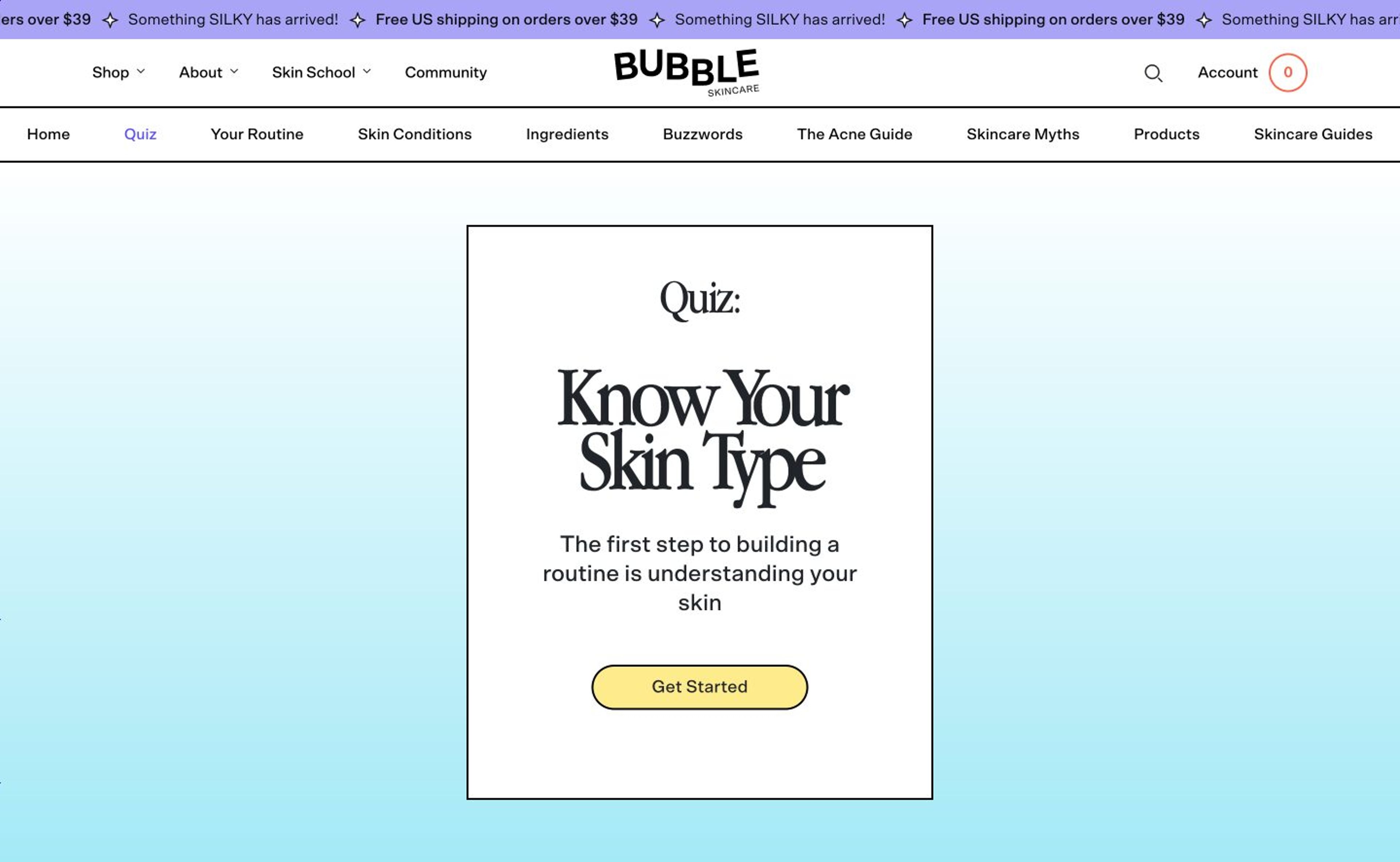 Bubble Skincare quiz funnel