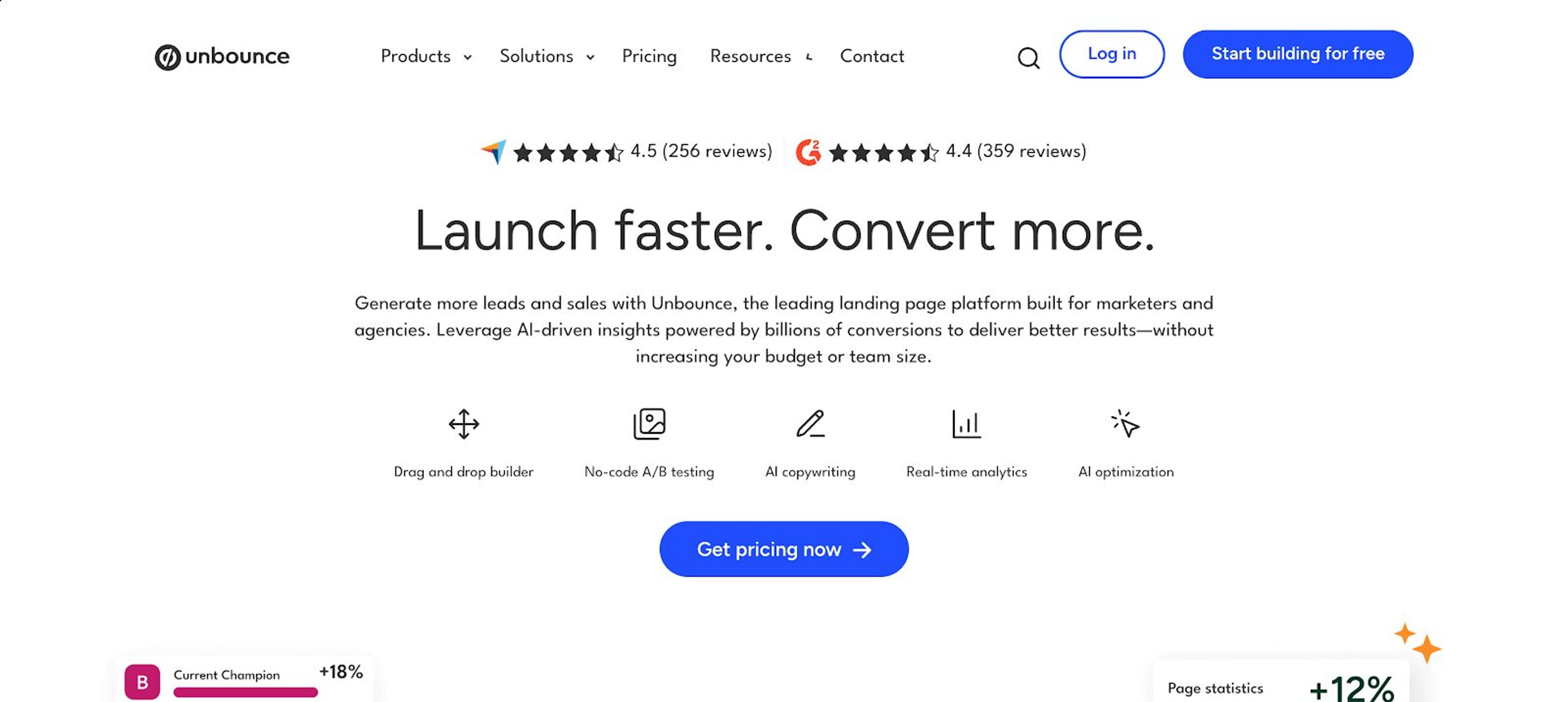 Landing page builder with AI and smart traffic features