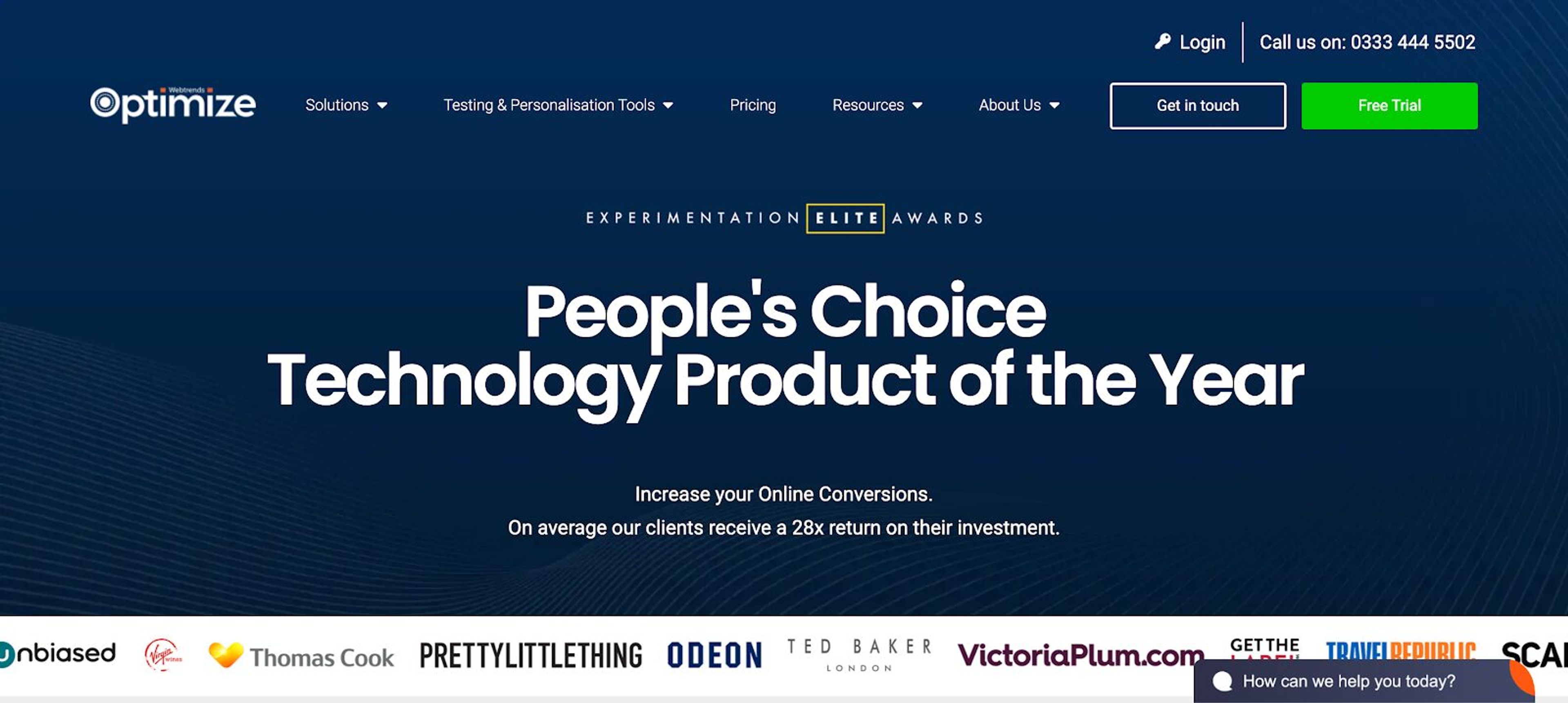 Webtrends Optimize Shopify tool for A/B testing, multivariate testing, and personalization.